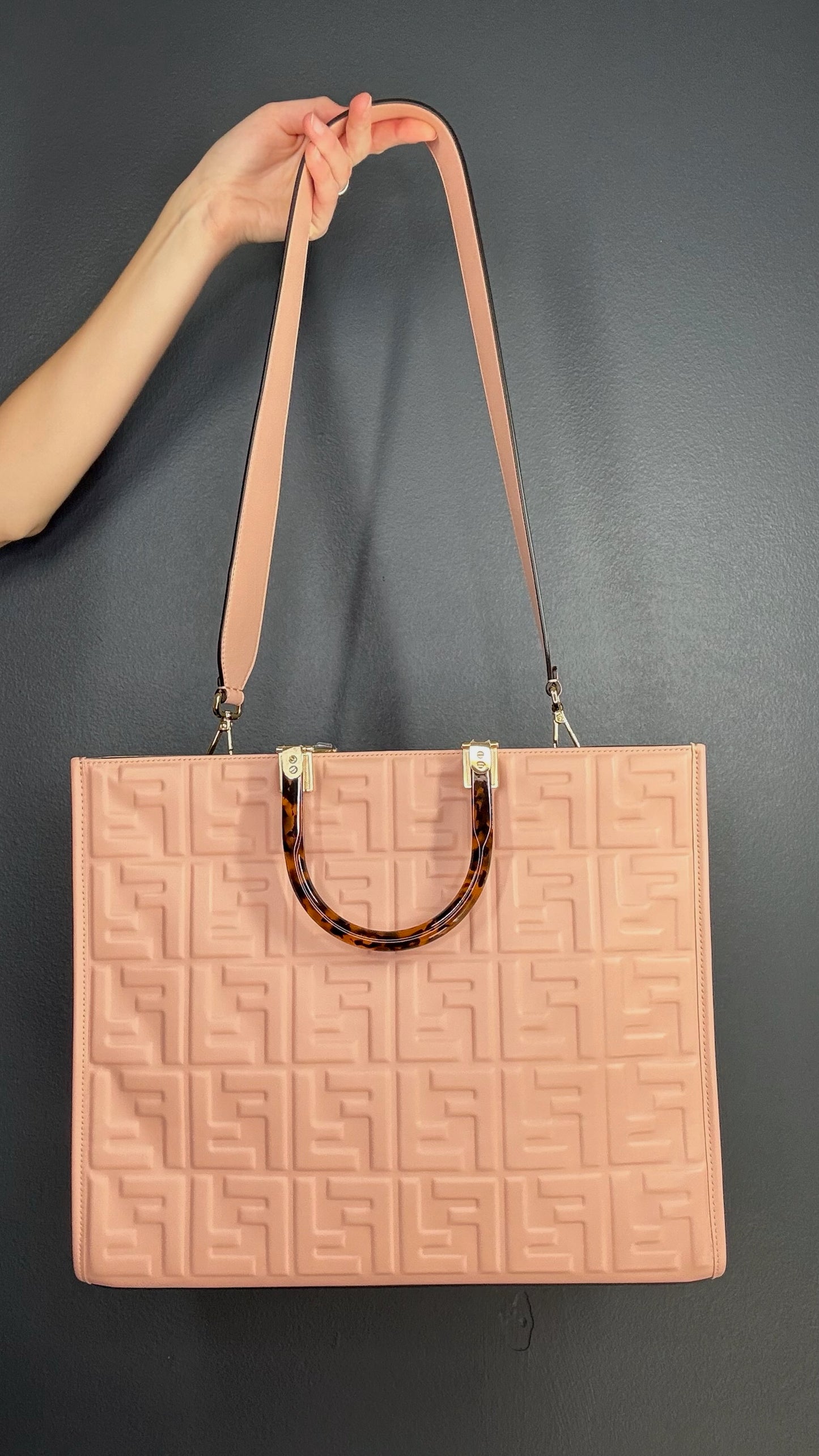 Fendi Pink Quilted Tote Bag w/ Tortoiseshell Handle