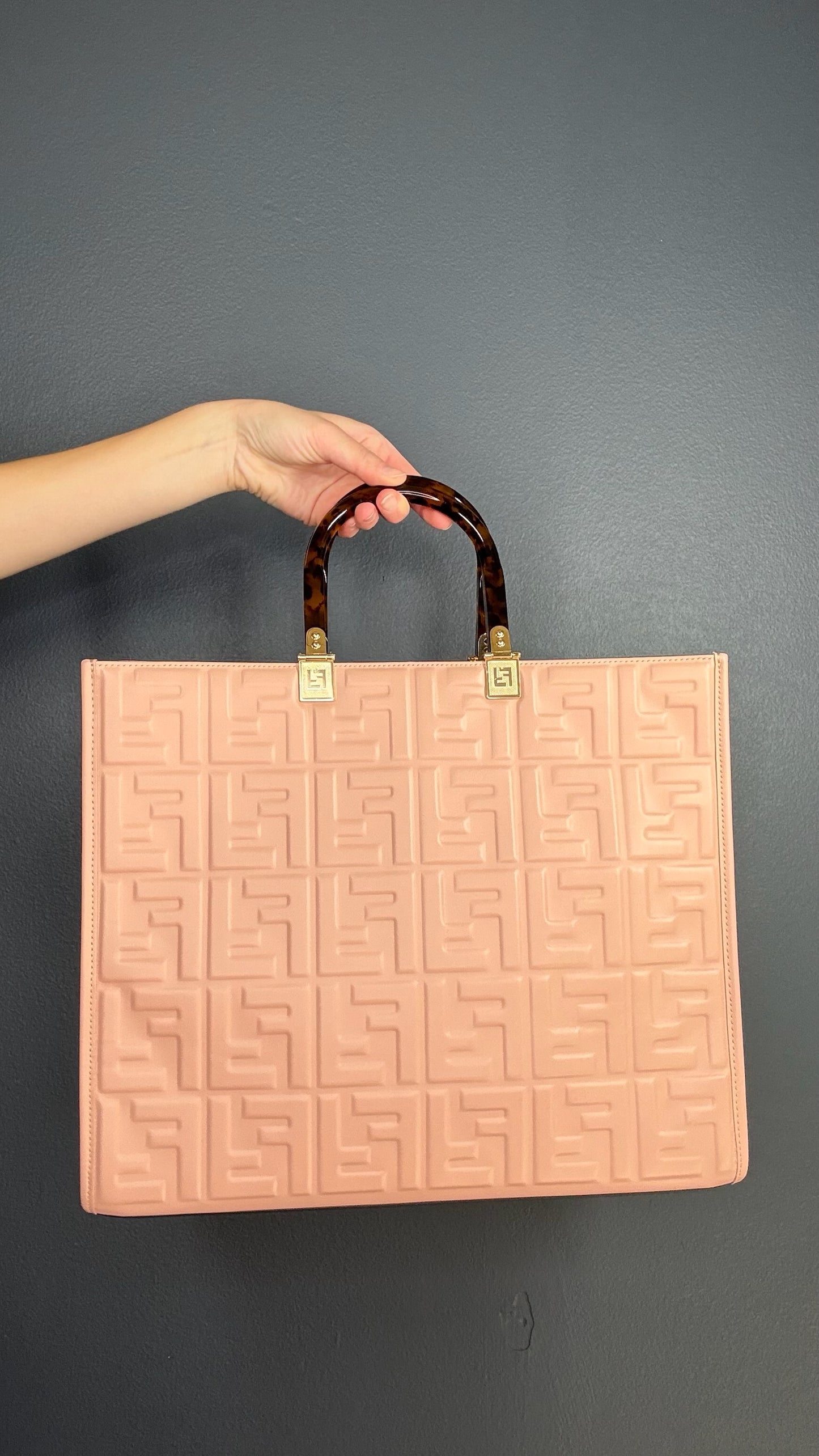Fendi Pink Quilted Tote Bag w/ Tortoiseshell Handle