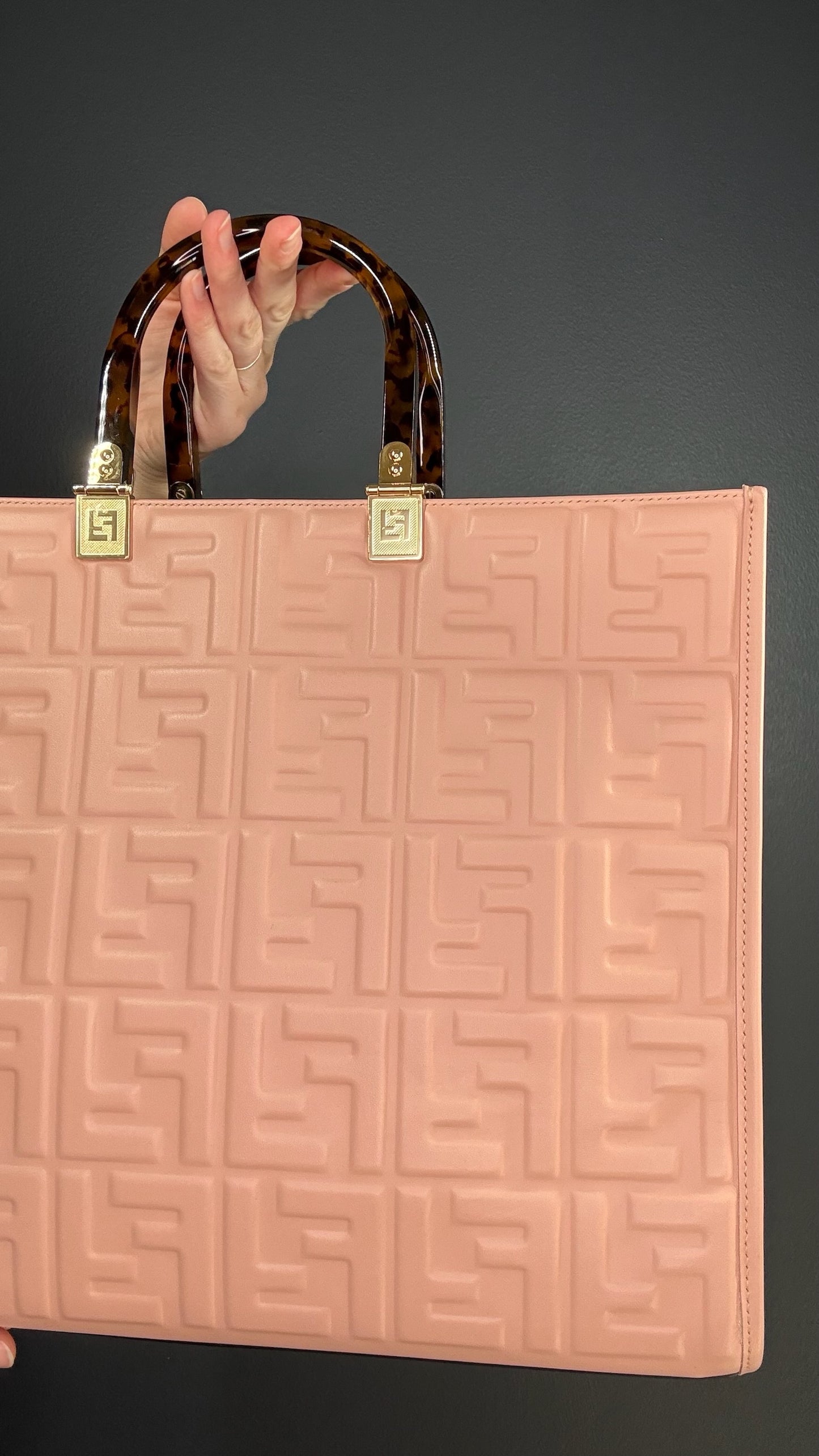 Fendi Pink Quilted Tote Bag w/ Tortoiseshell Handle