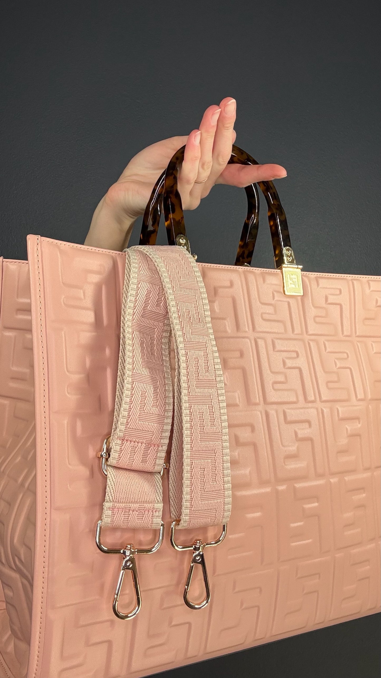 Fendi Pink Quilted Tote Bag w/ Tortoiseshell Handle