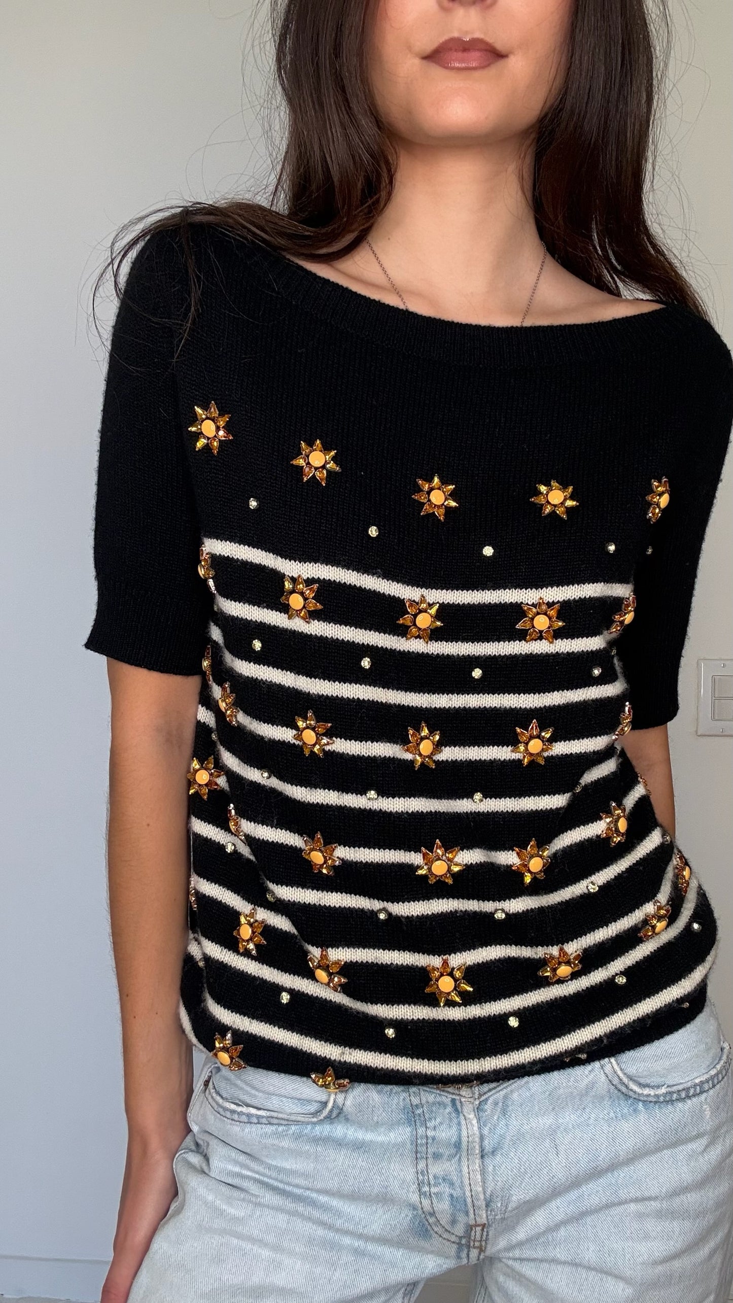 Cashmere Top w/Crystals - S