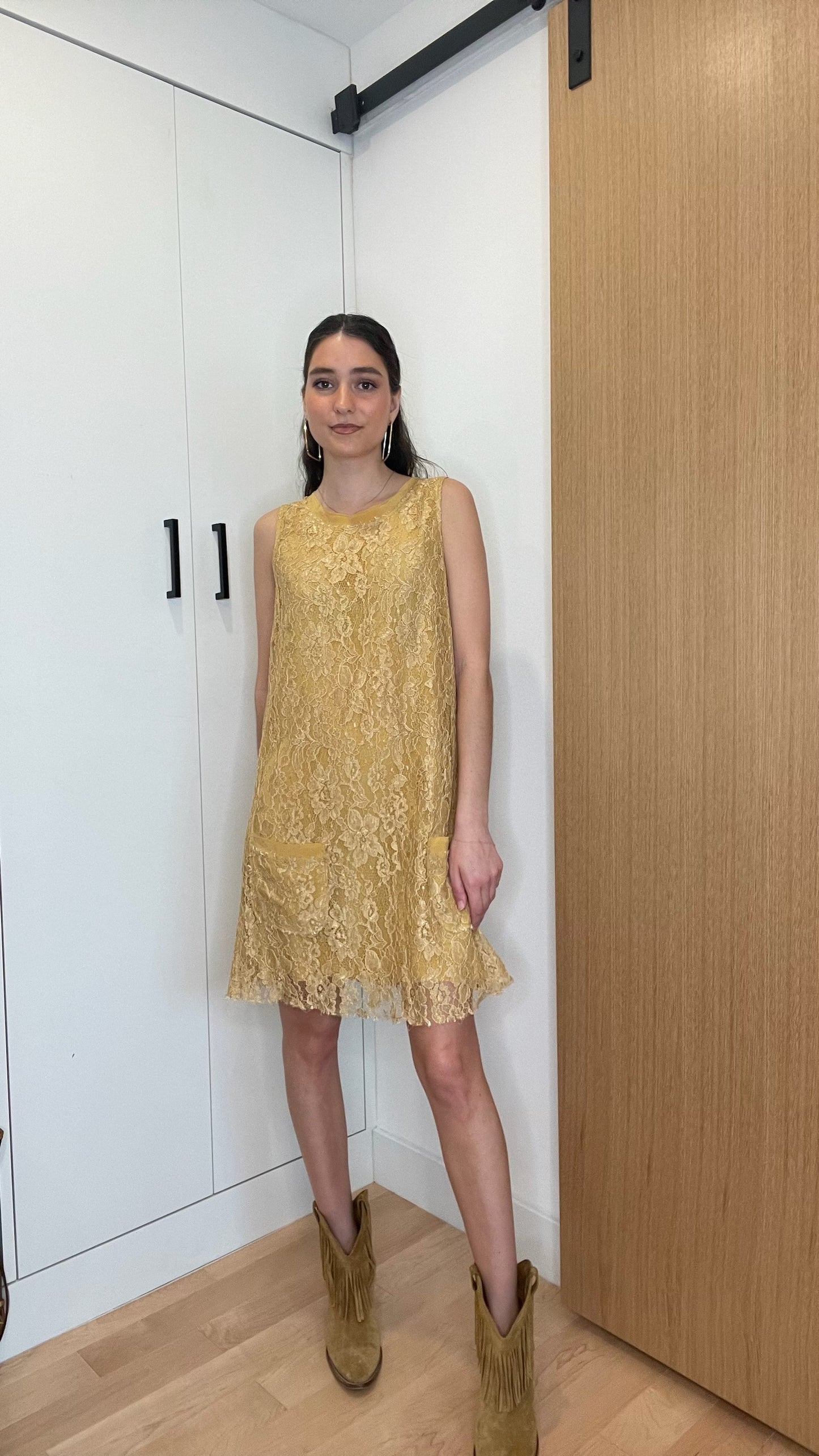 Yellow Lace Dress - M