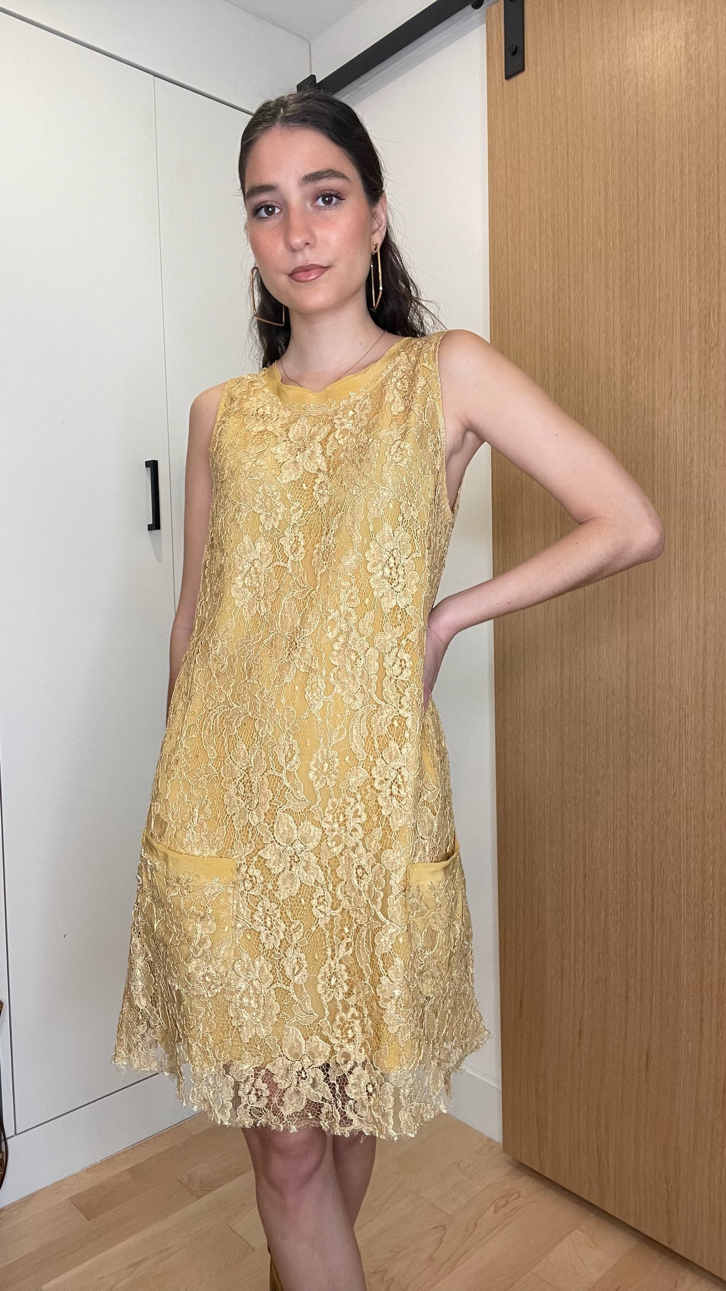Yellow Lace Dress - M