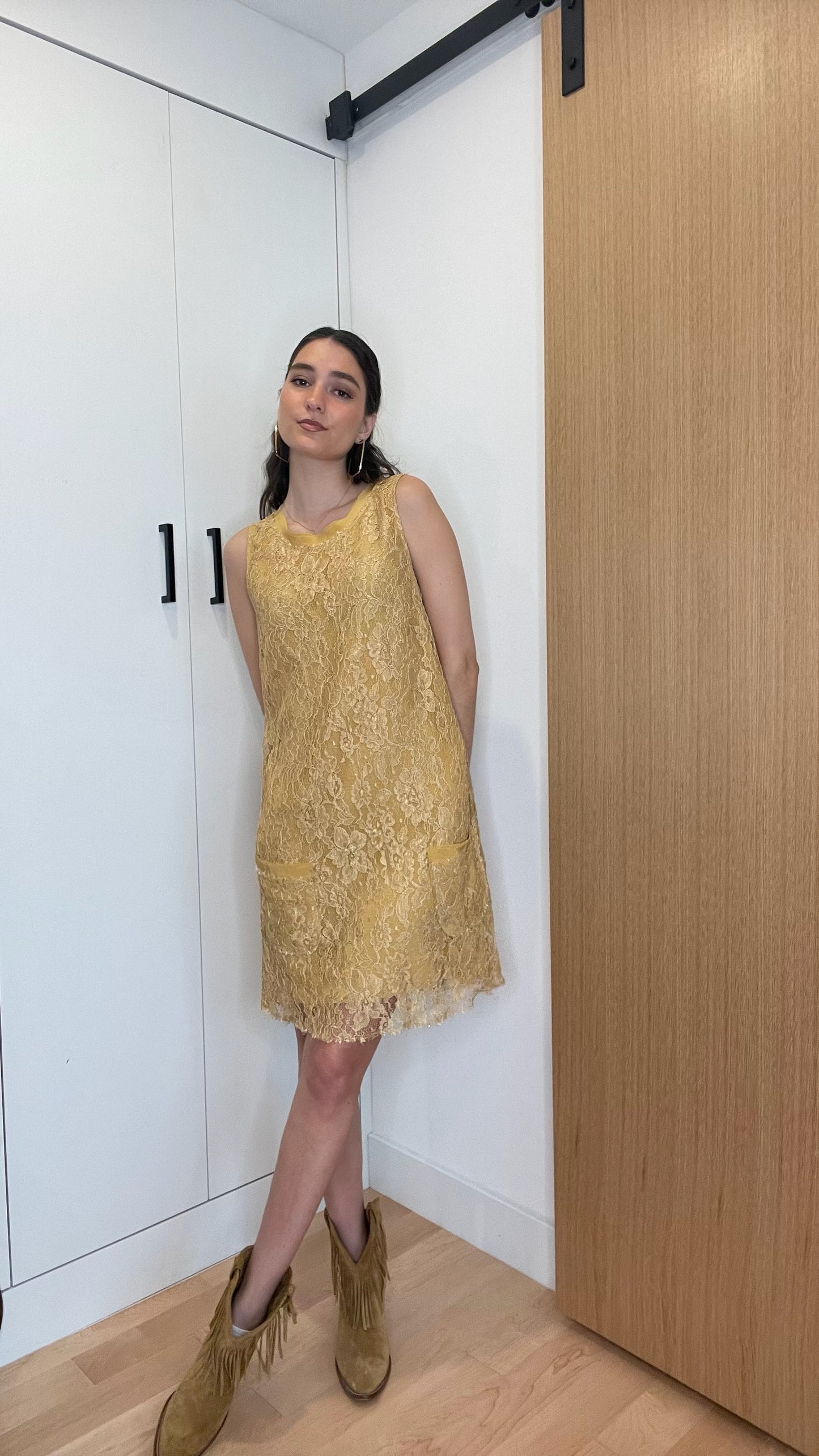 Yellow Lace Dress - M