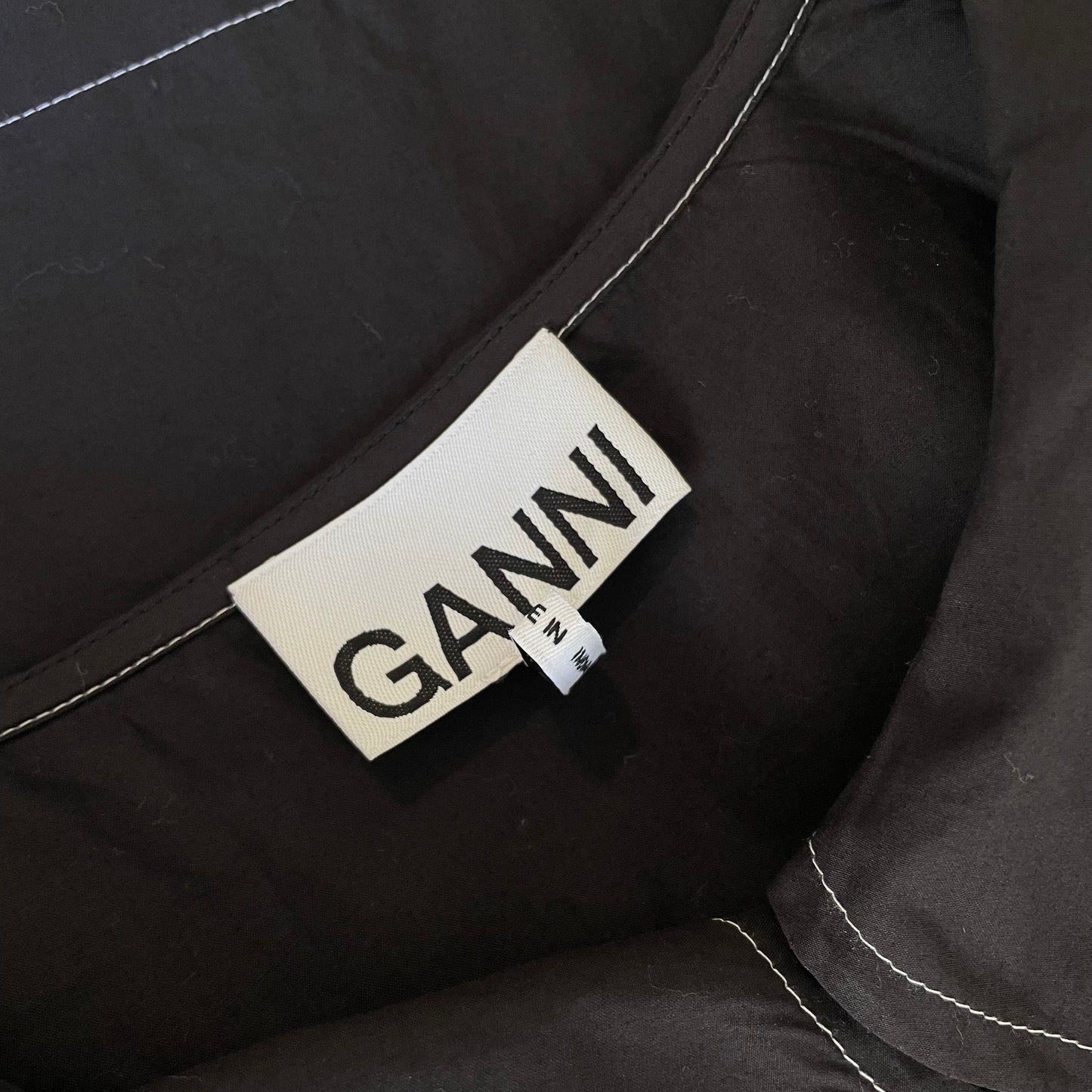 Black Wide Collar Structured Shirt - S