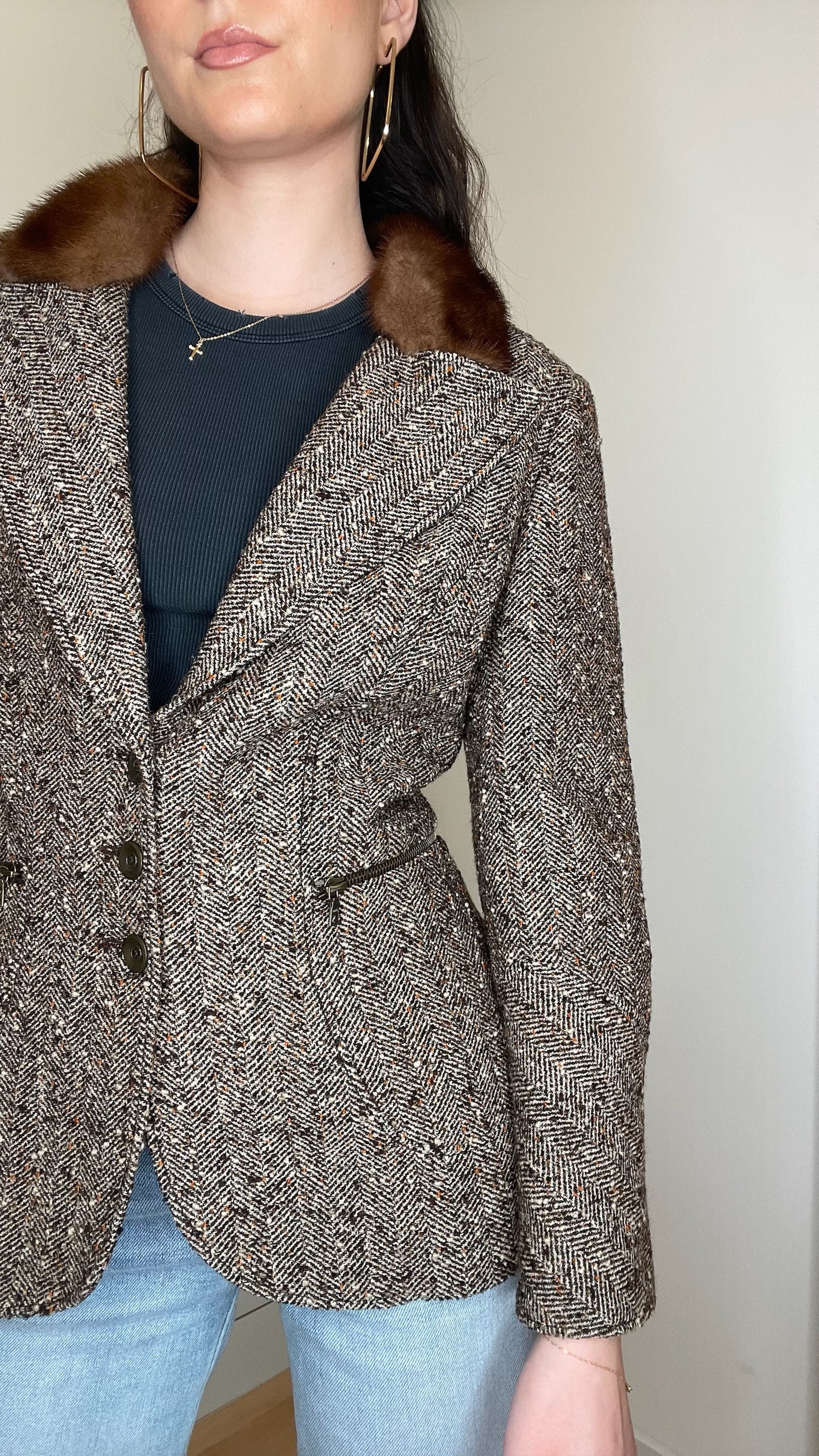 Vintage Blazer with Fur - M