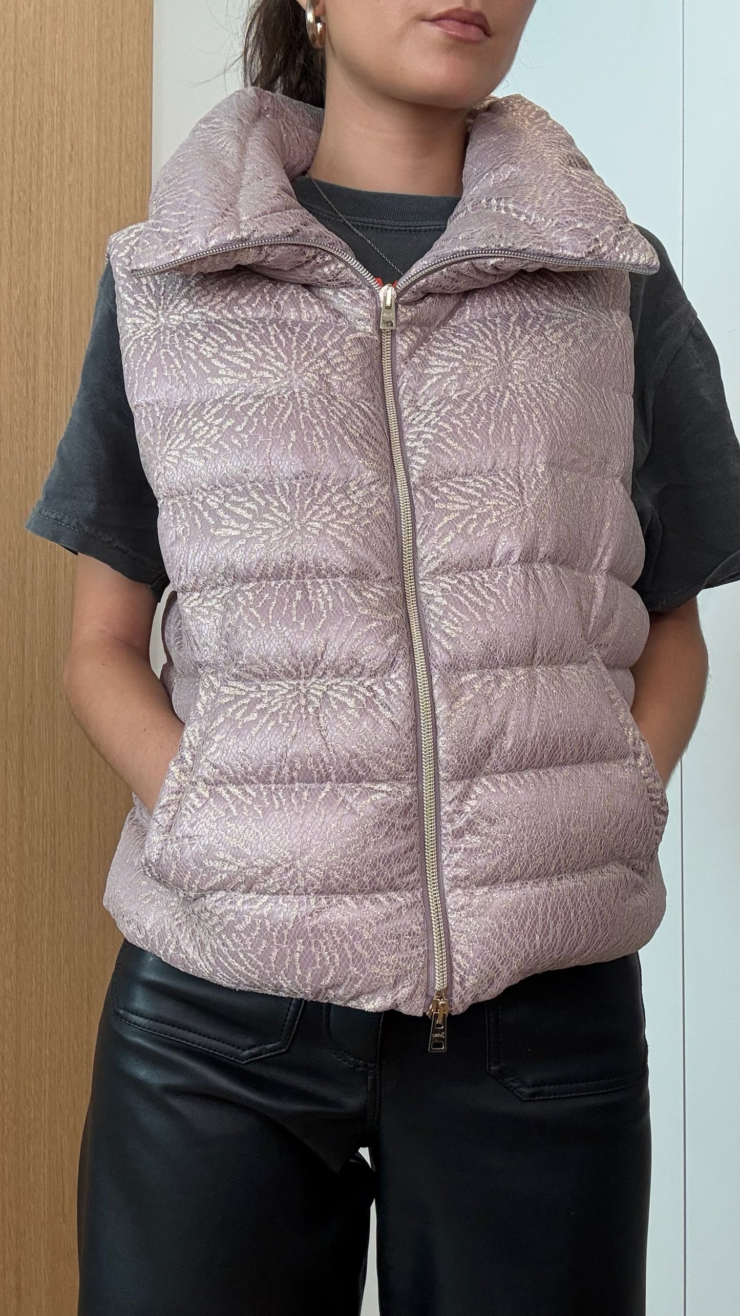 Laced Pink Puffer Vest - M/L