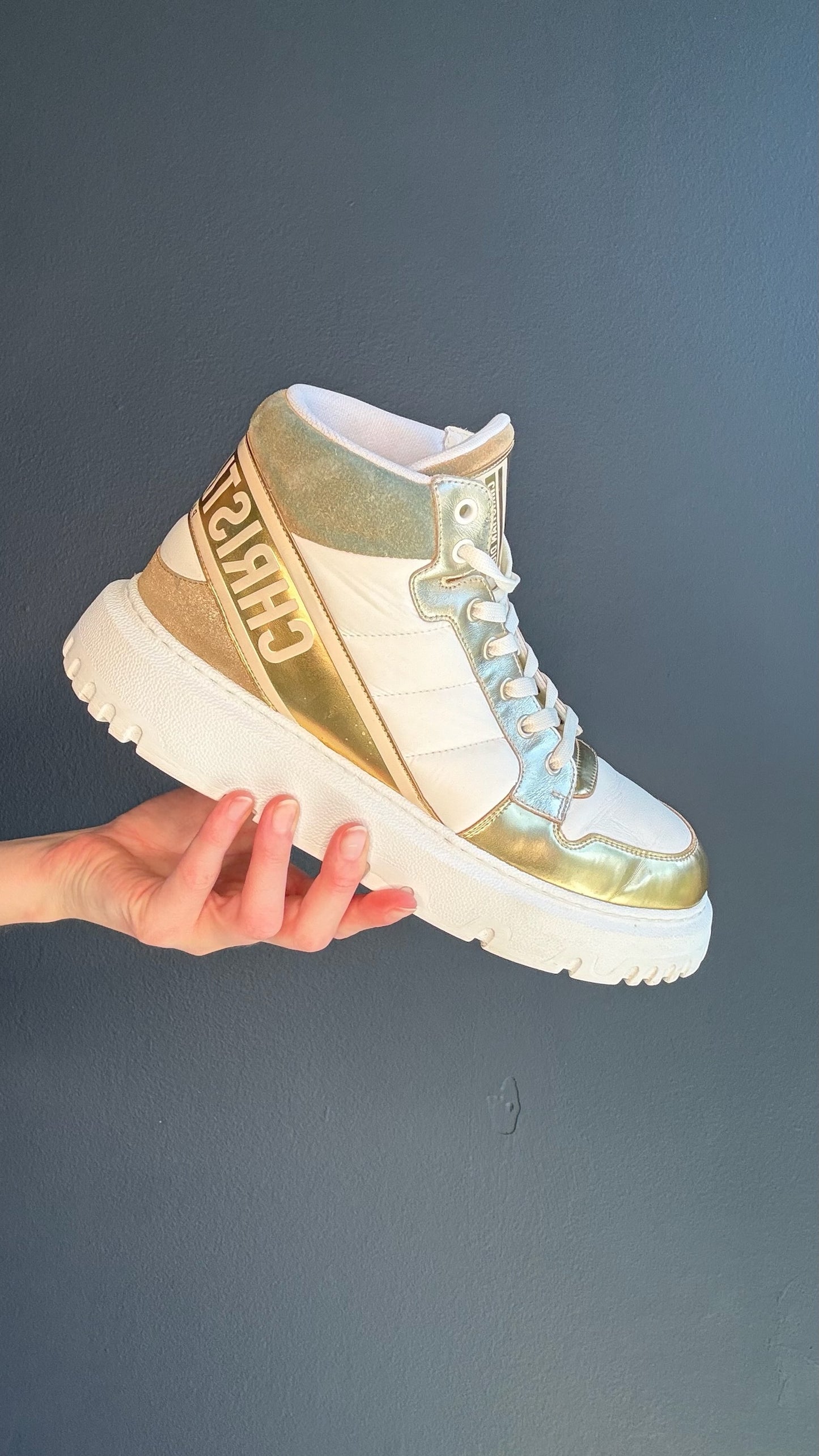 Christian Dior Gold High Top Sneakers - 40