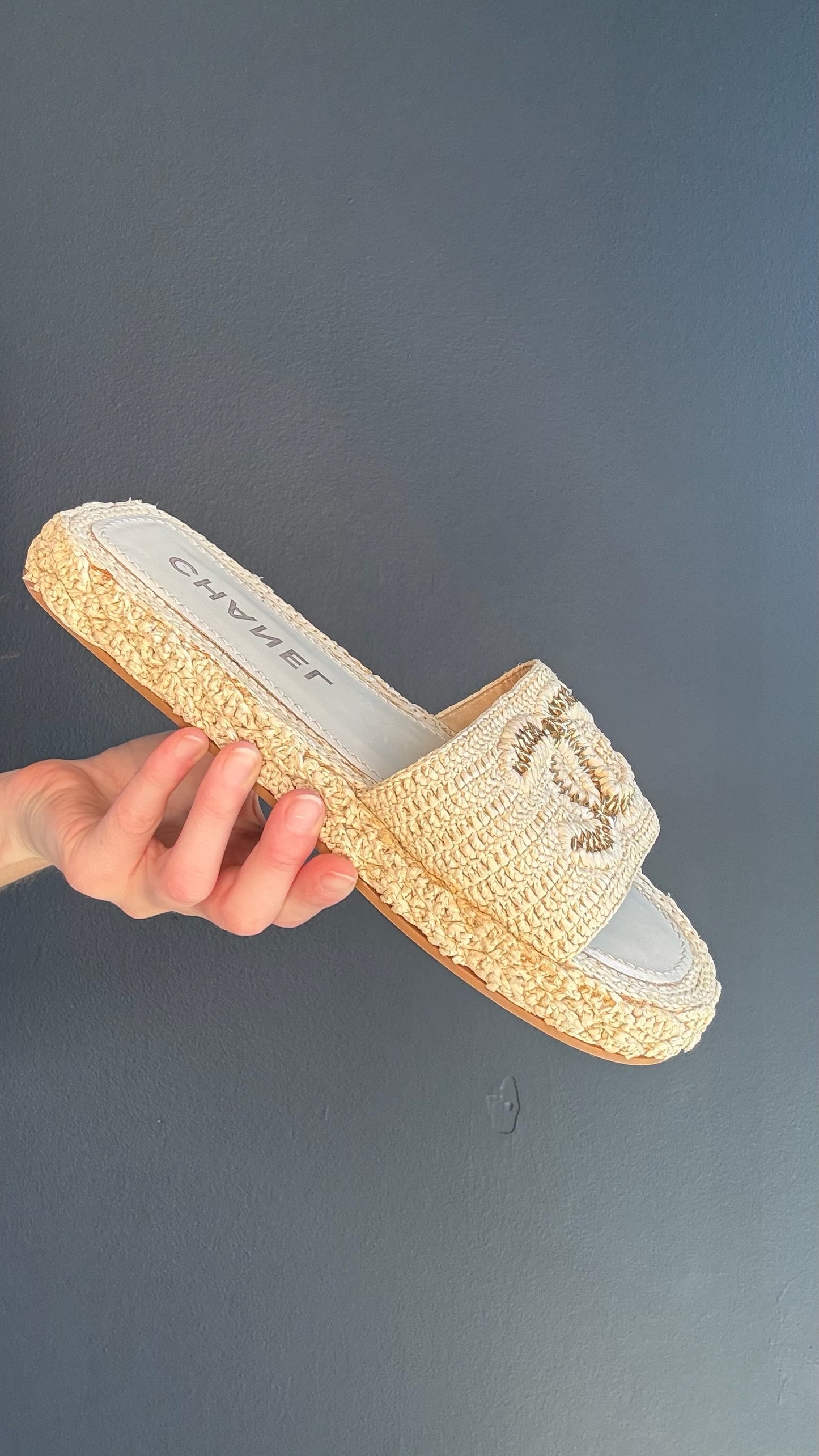 Chanel Raffia Logo Sandals - 41