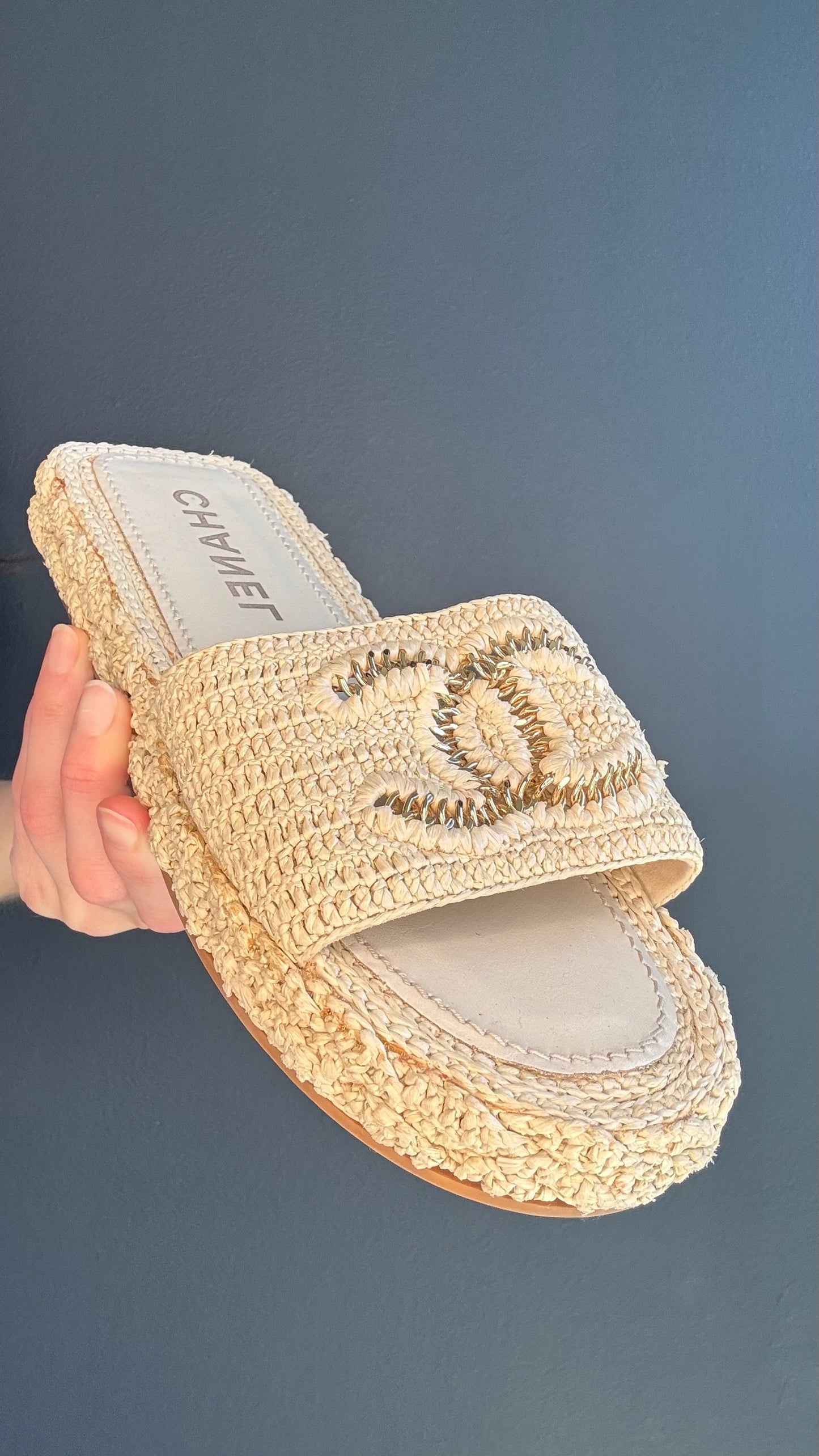 Chanel Raffia Logo Sandals - 41