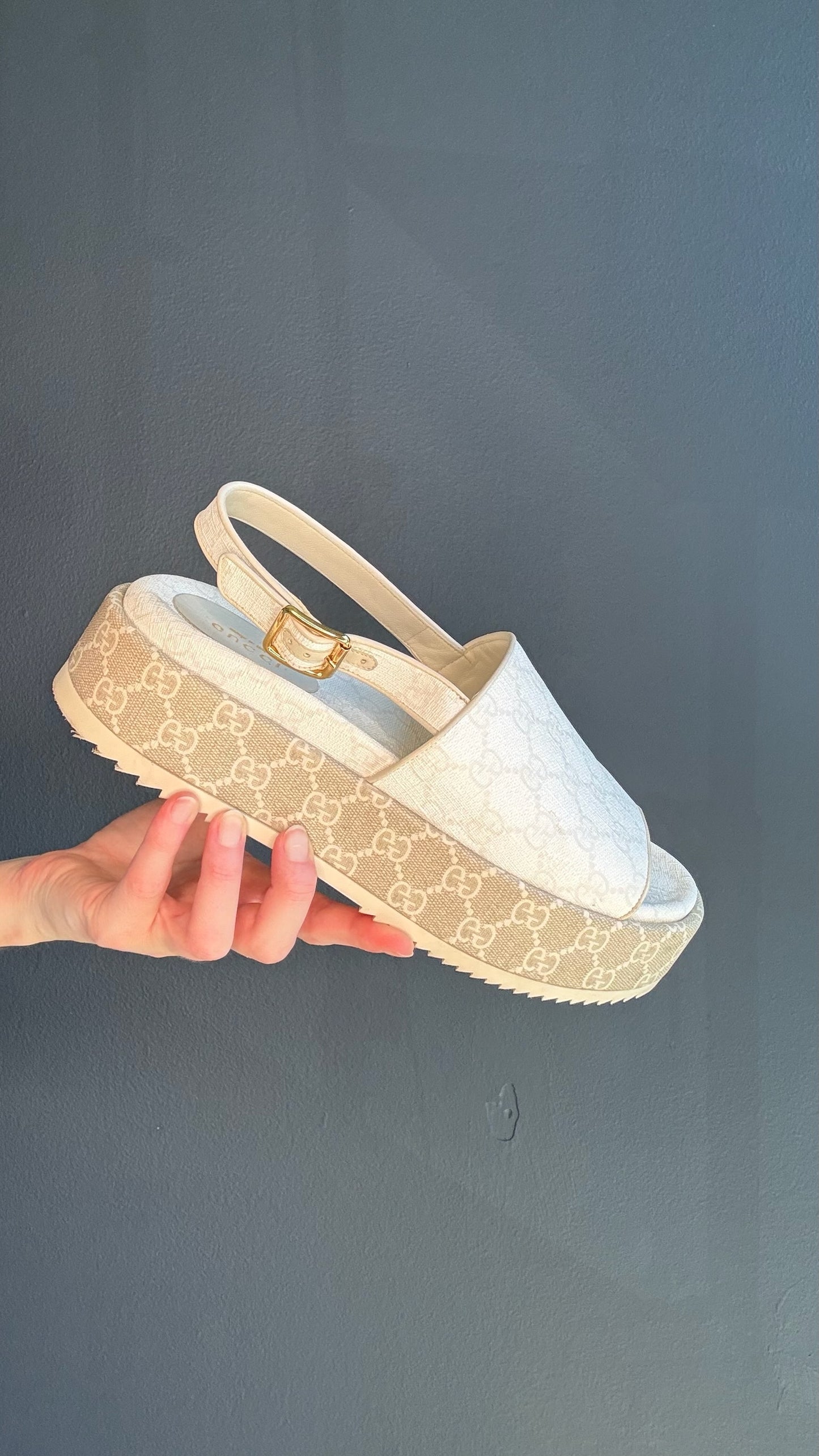 Gucci Beige Monogram Sandals - 40