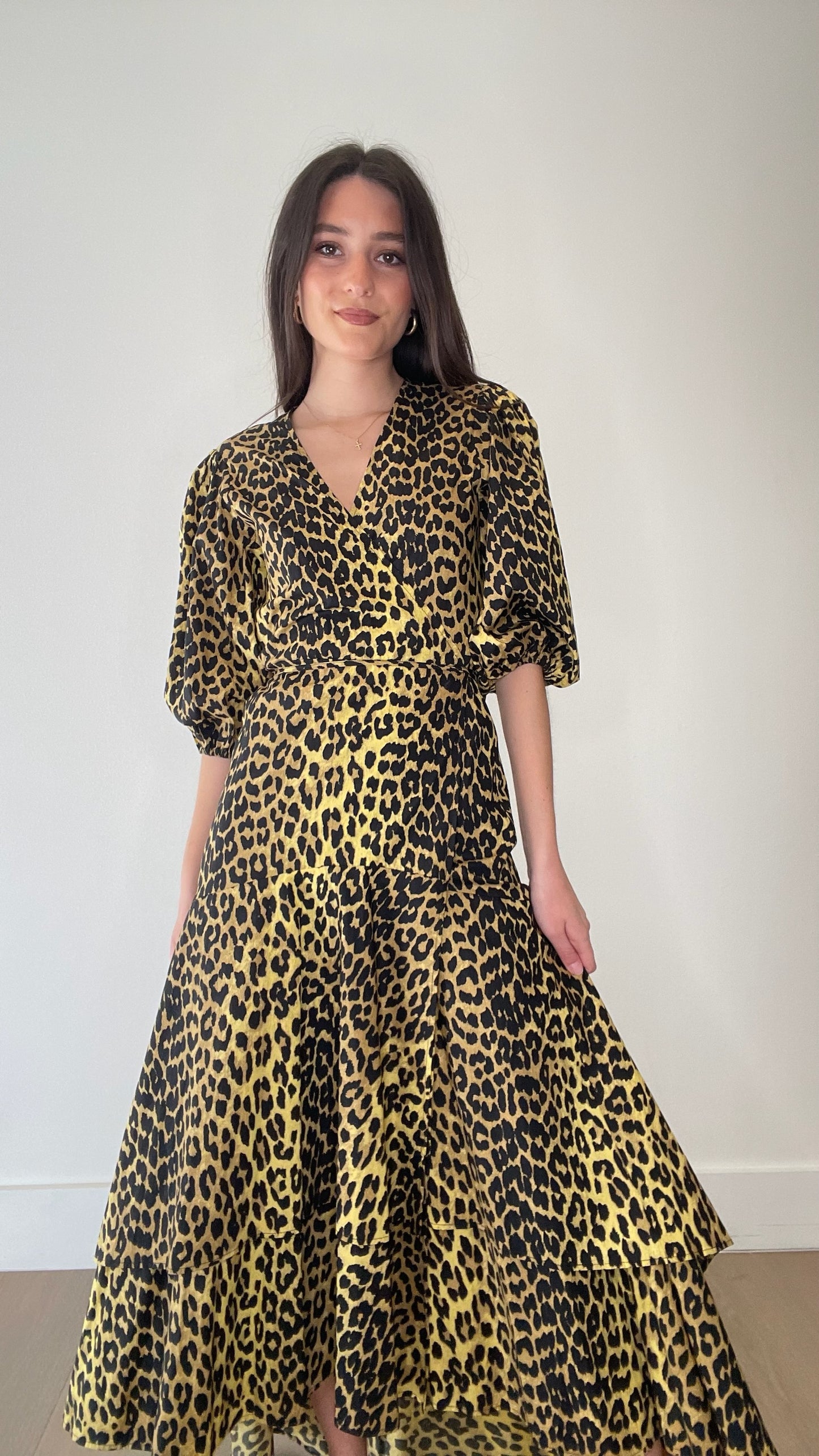Maxi Cotton Leopard Dress - S