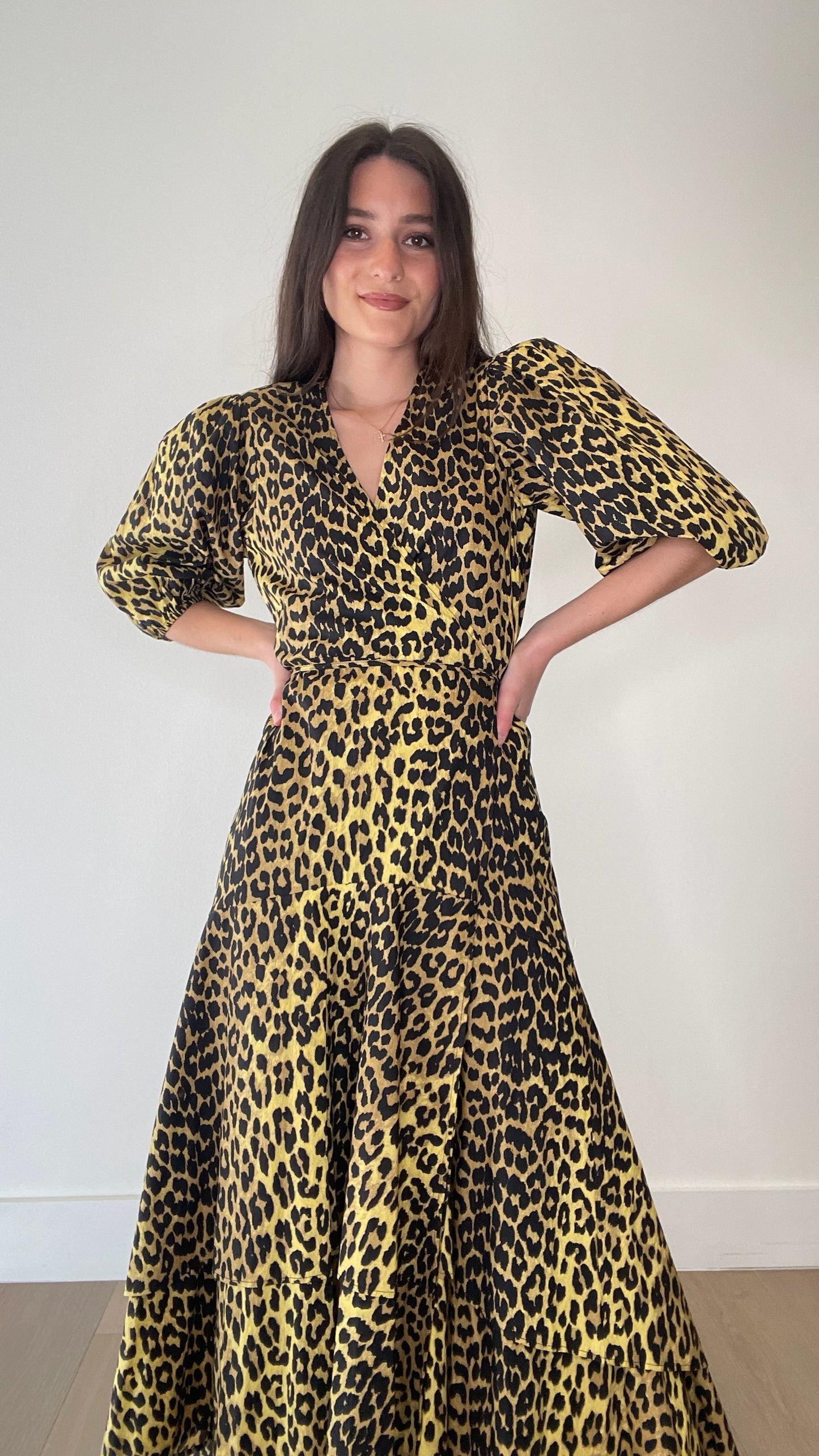 Maxi Cotton Leopard Dress - S
