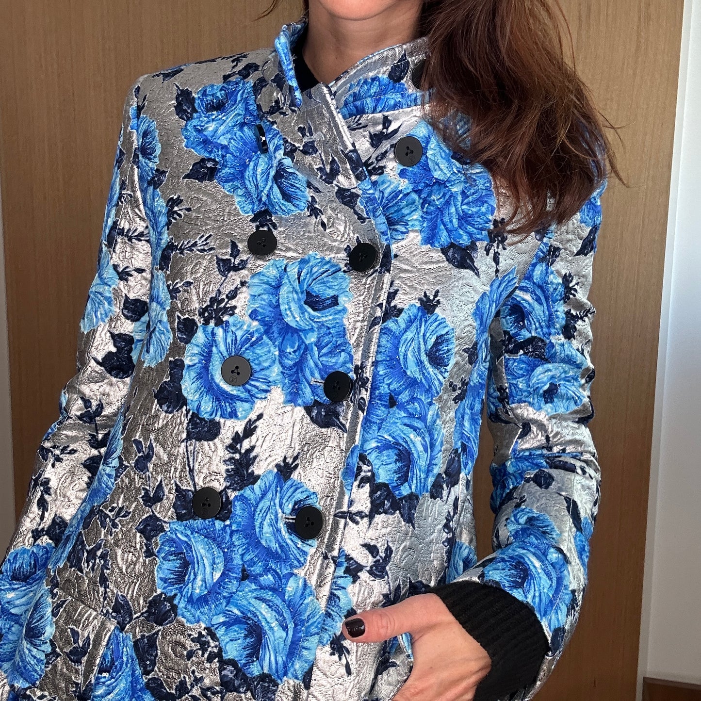 Floral Metallic Coat - XS