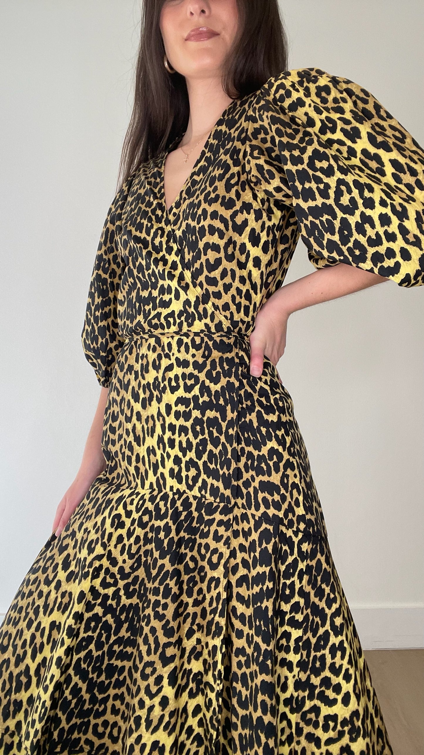 Maxi Cotton Leopard Dress - S