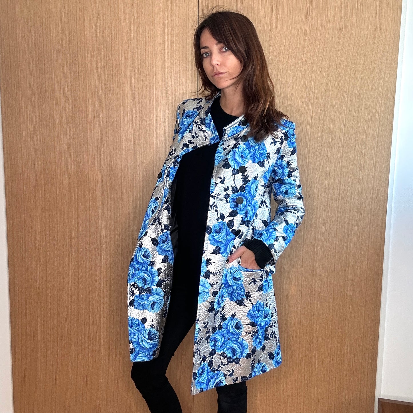 Floral Metallic Coat - XS