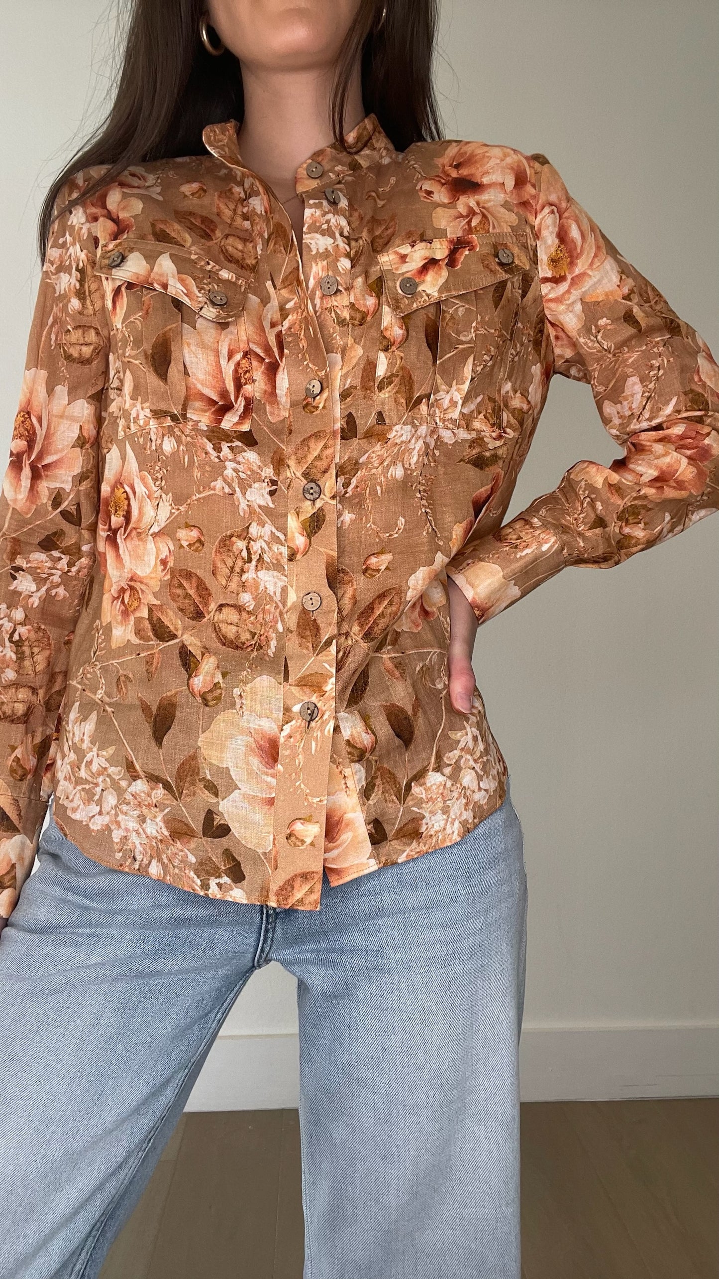 Floral Linen Shirt - S