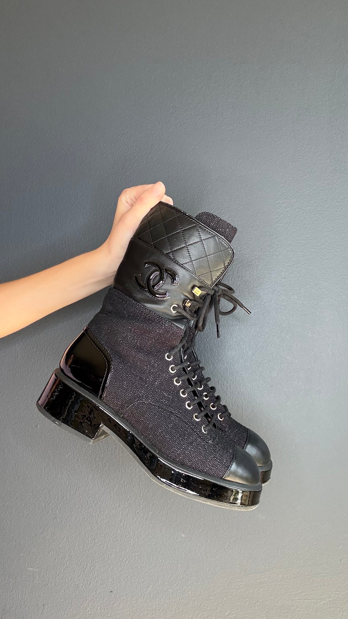 Chanel Black 2022 Combat Boots - 38.5