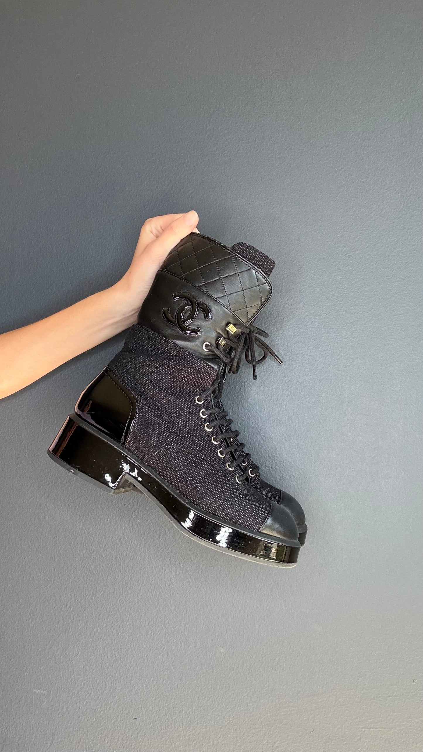 Chanel Black 2022 Combat Boots - 38.5