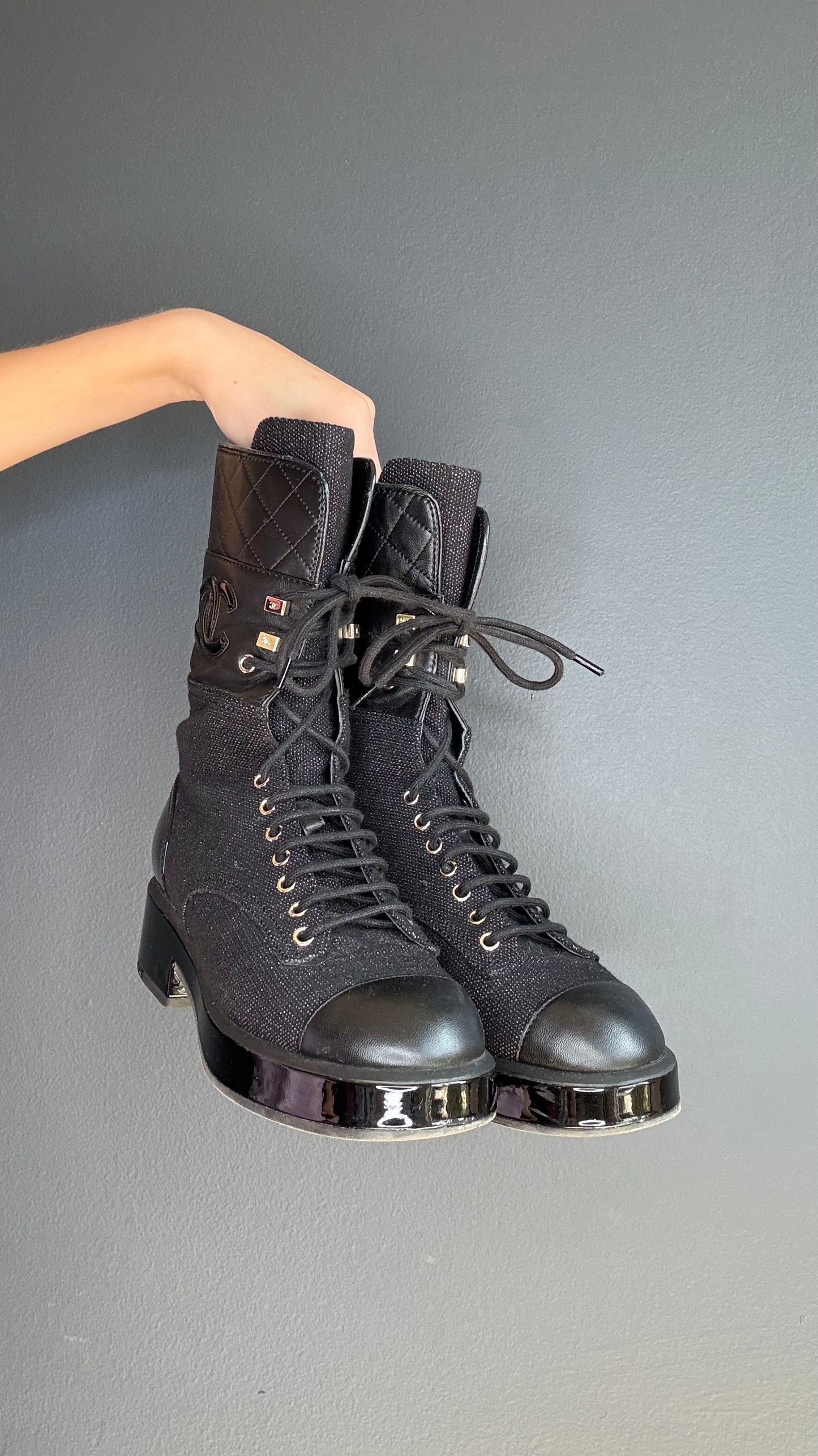 Chanel Black 2022 Combat Boots - 38.5