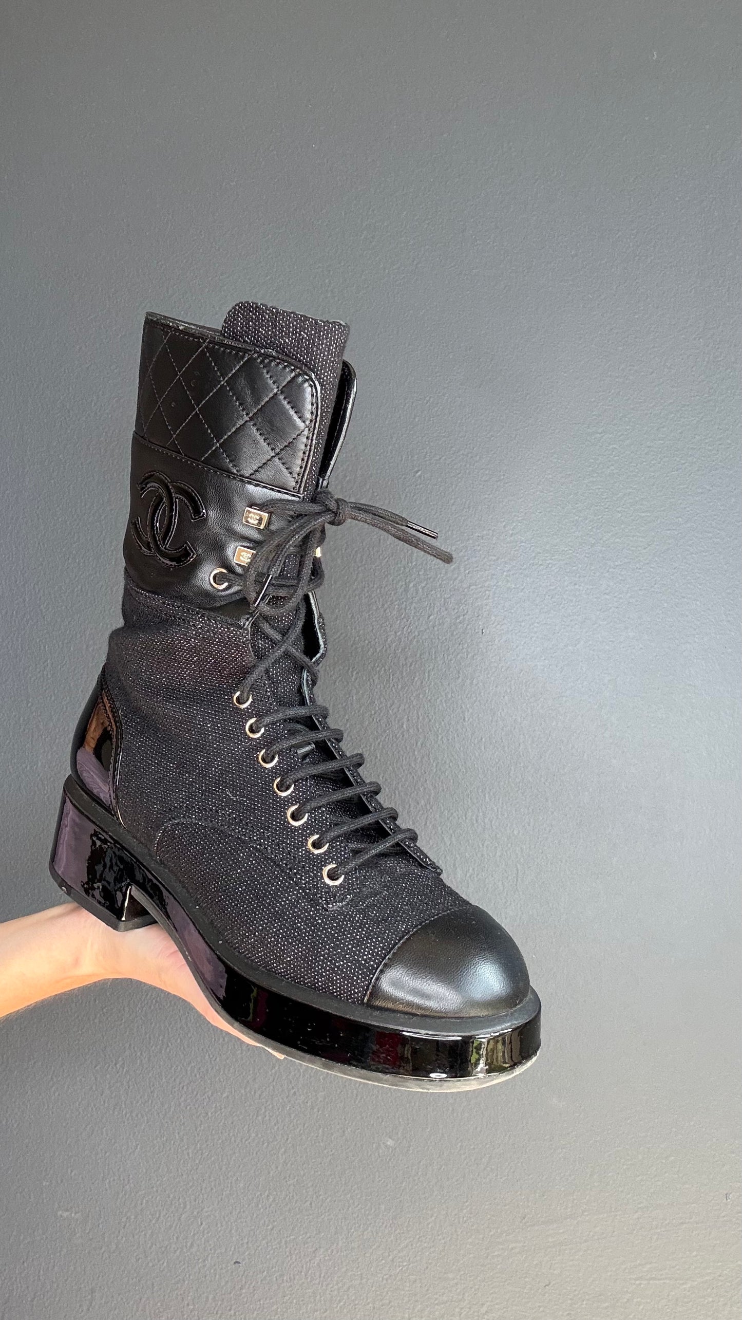 Chanel Black 2022 Combat Boots - 38.5