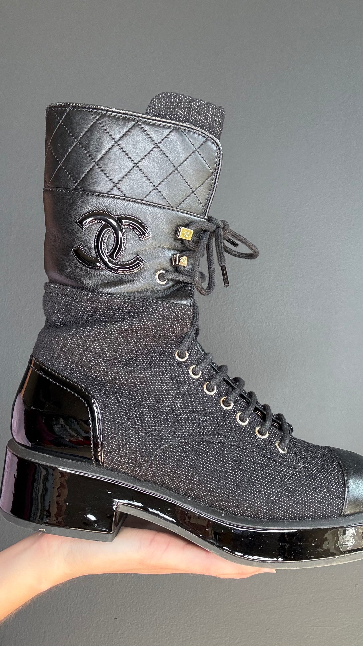 Chanel Black 2022 Combat Boots - 38.5