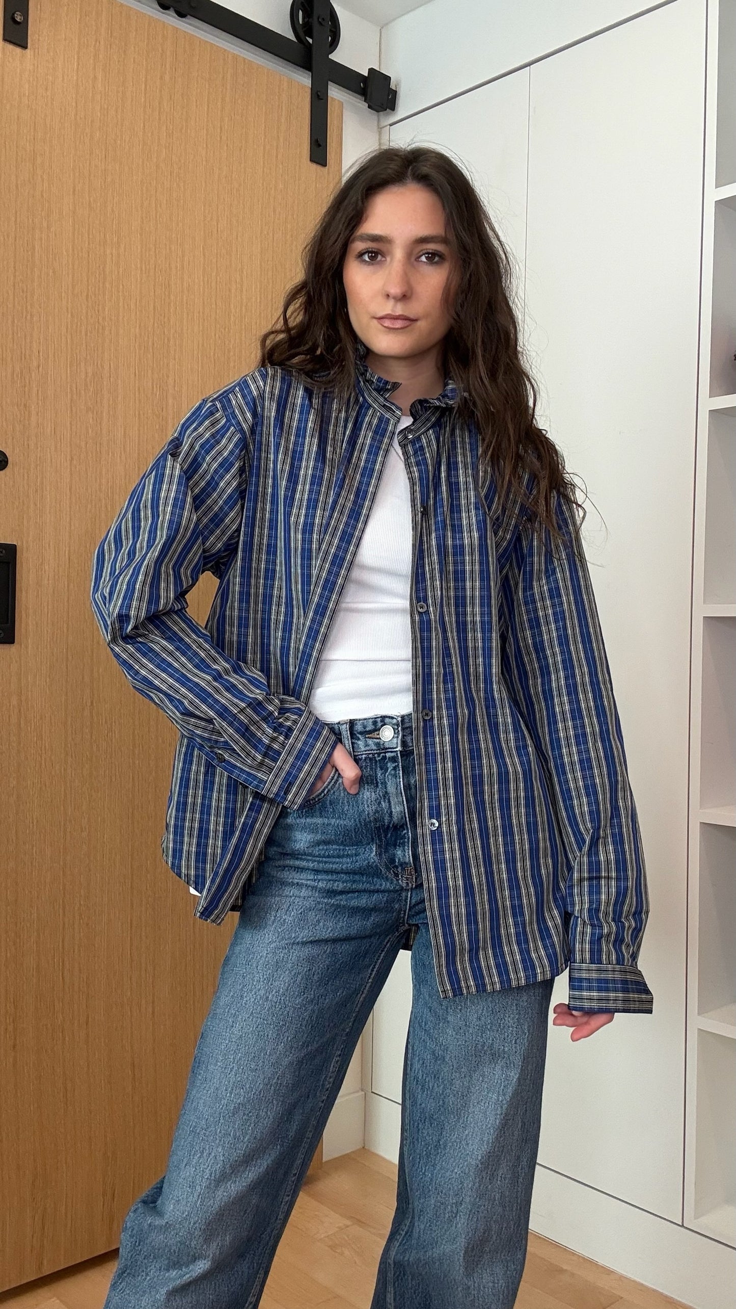 Blue Plaid Shirt - XS
