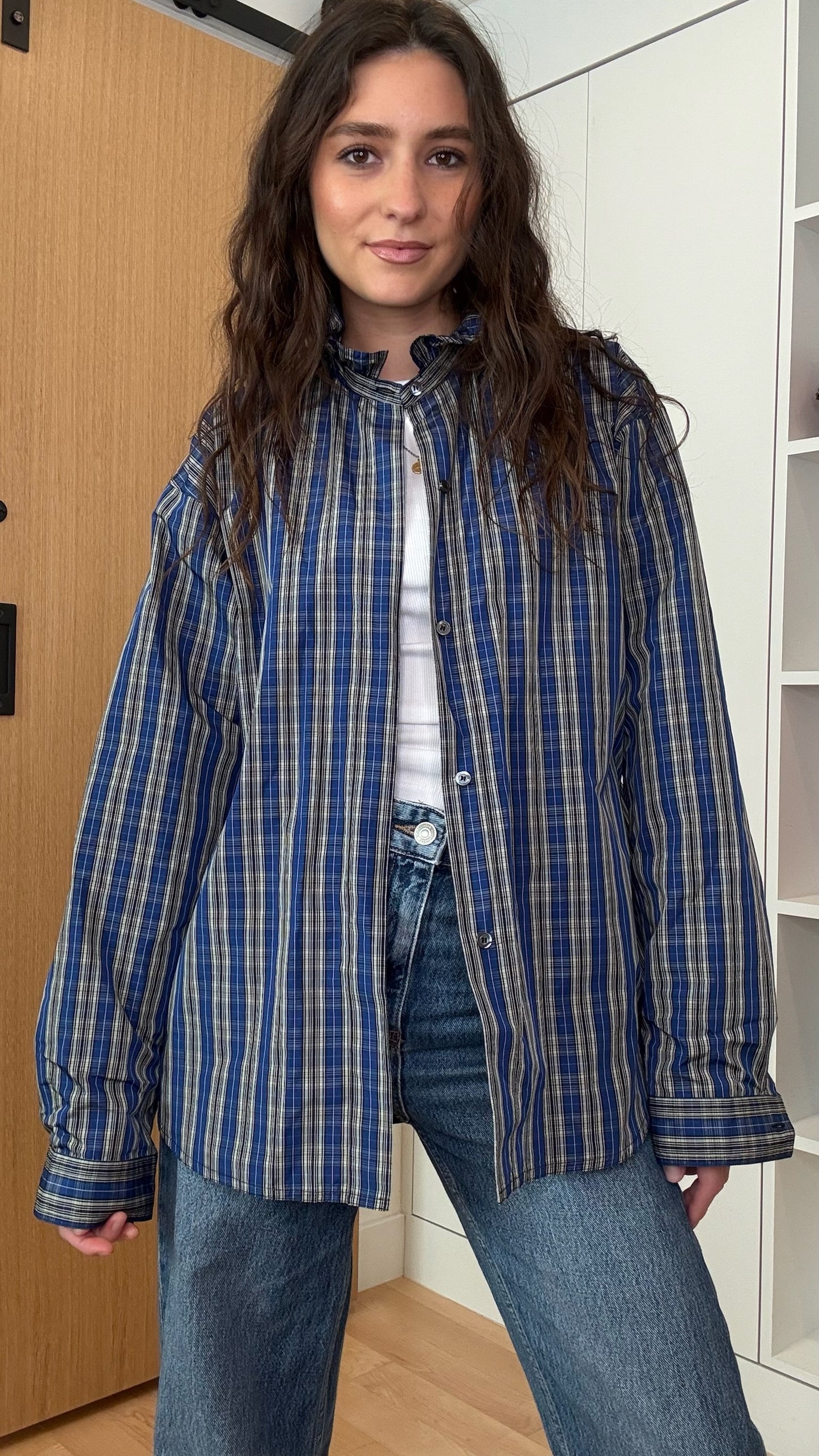 Blue Plaid Shirt - XS