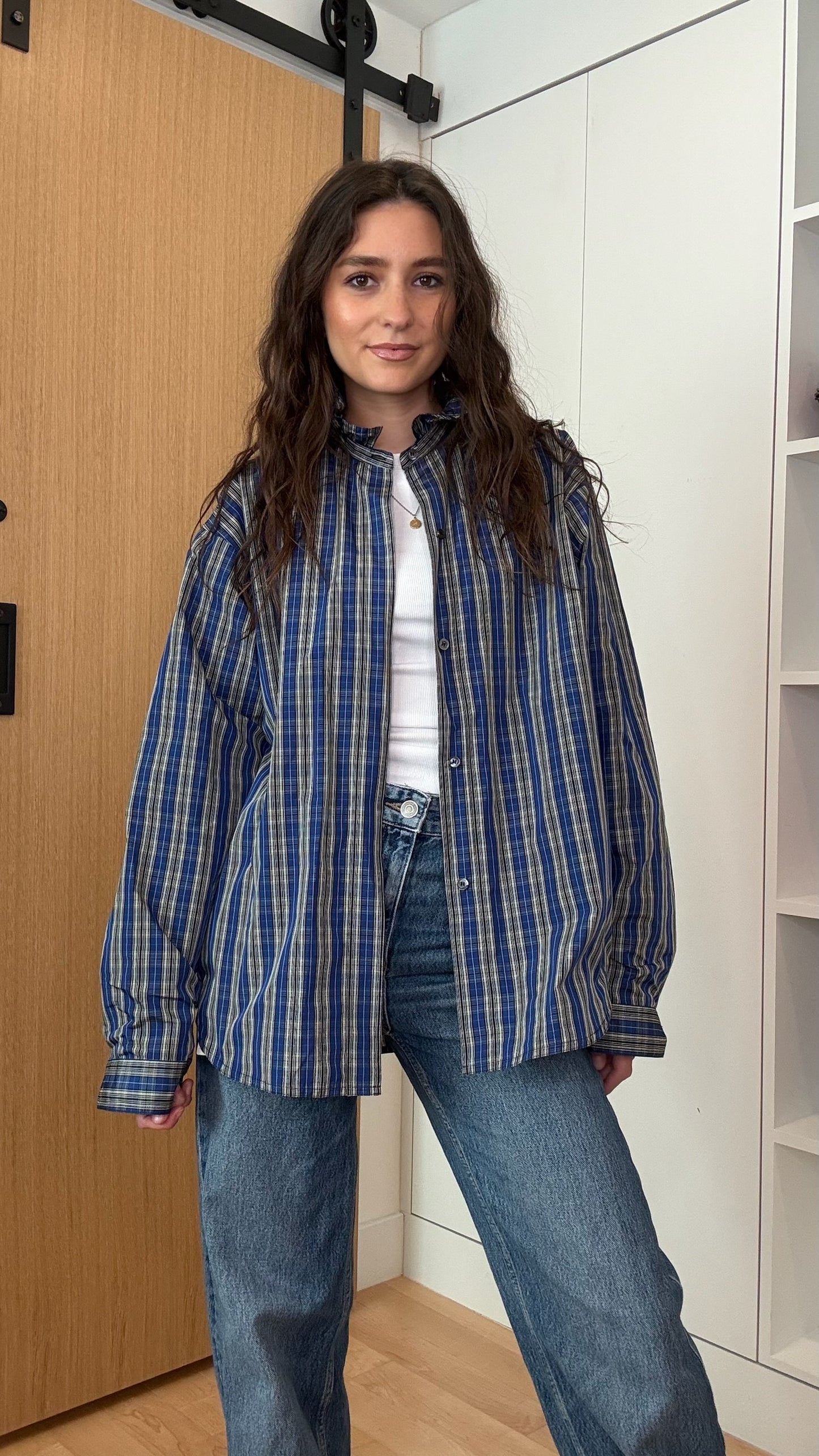 Blue Plaid Shirt - XS