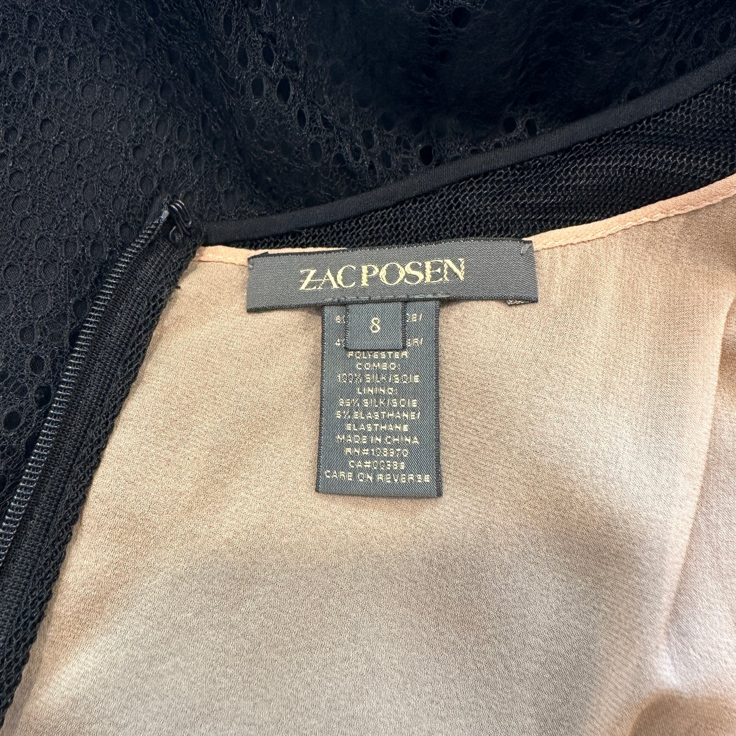 Vintage Black Silk & Lace Dress - 8