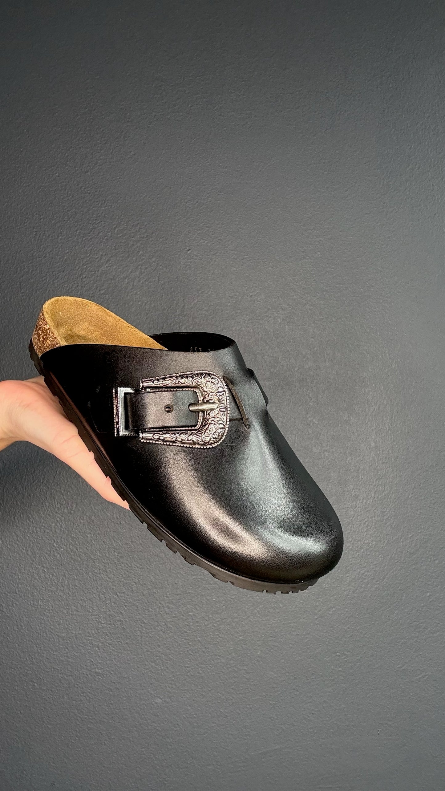 Black Western Mules - 7.5