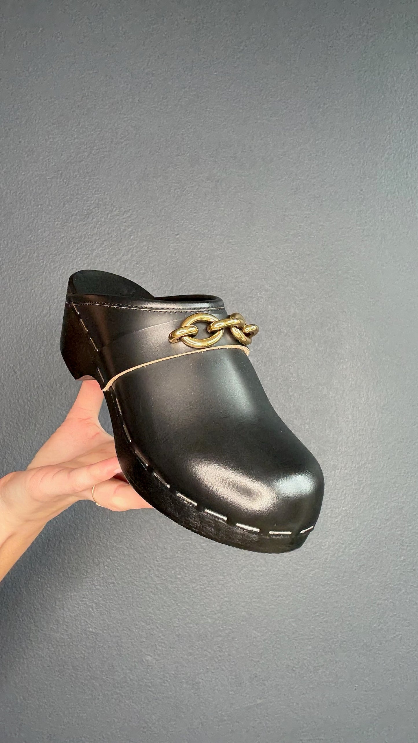 Black & Gold Clogs - 7.5