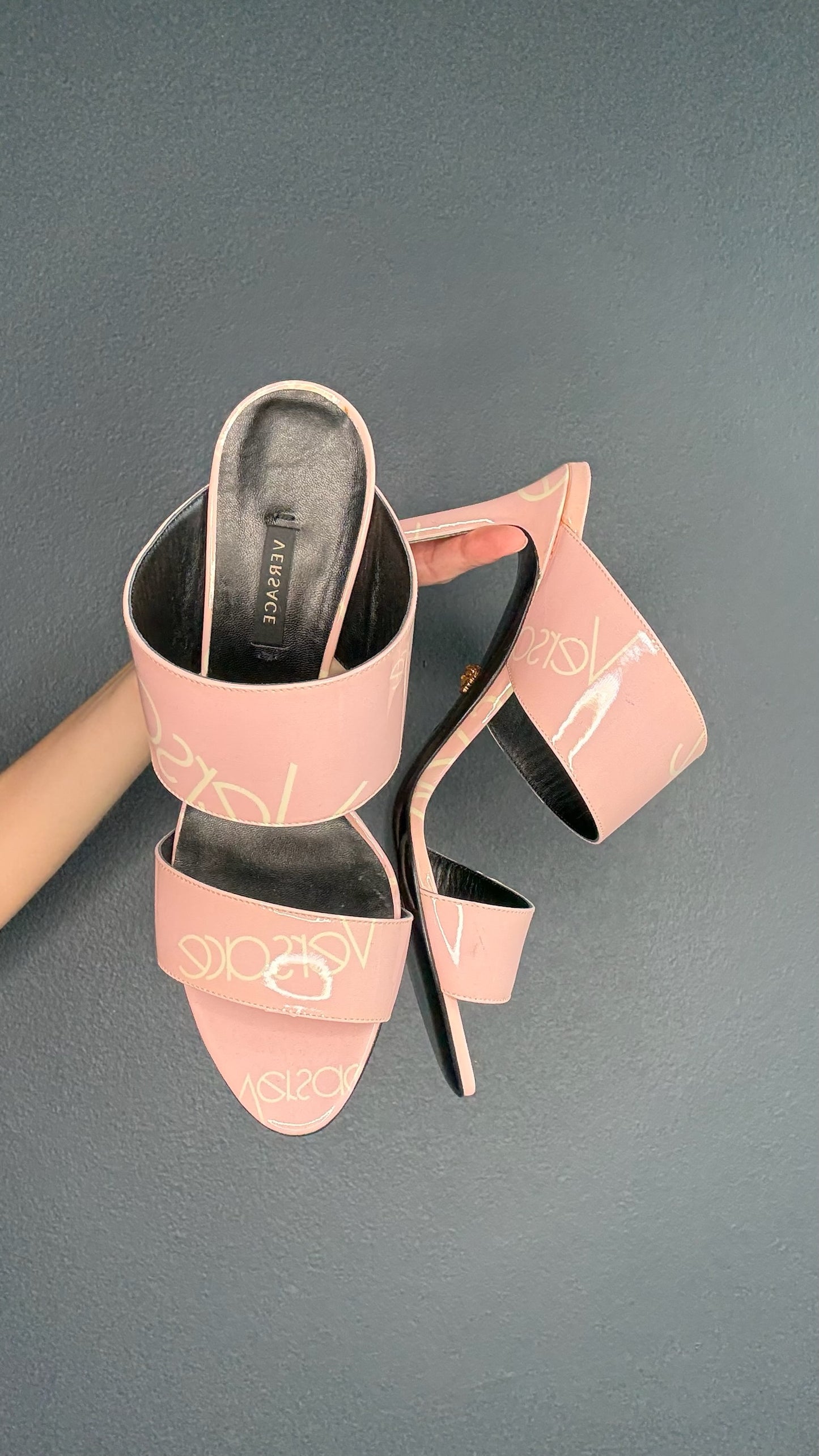 Versace Pink Logo Heels - 10