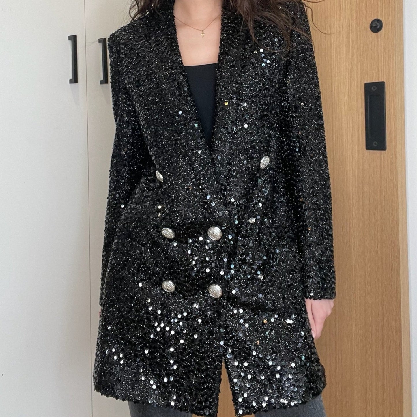 Black Sequins Blazer/Dress - S