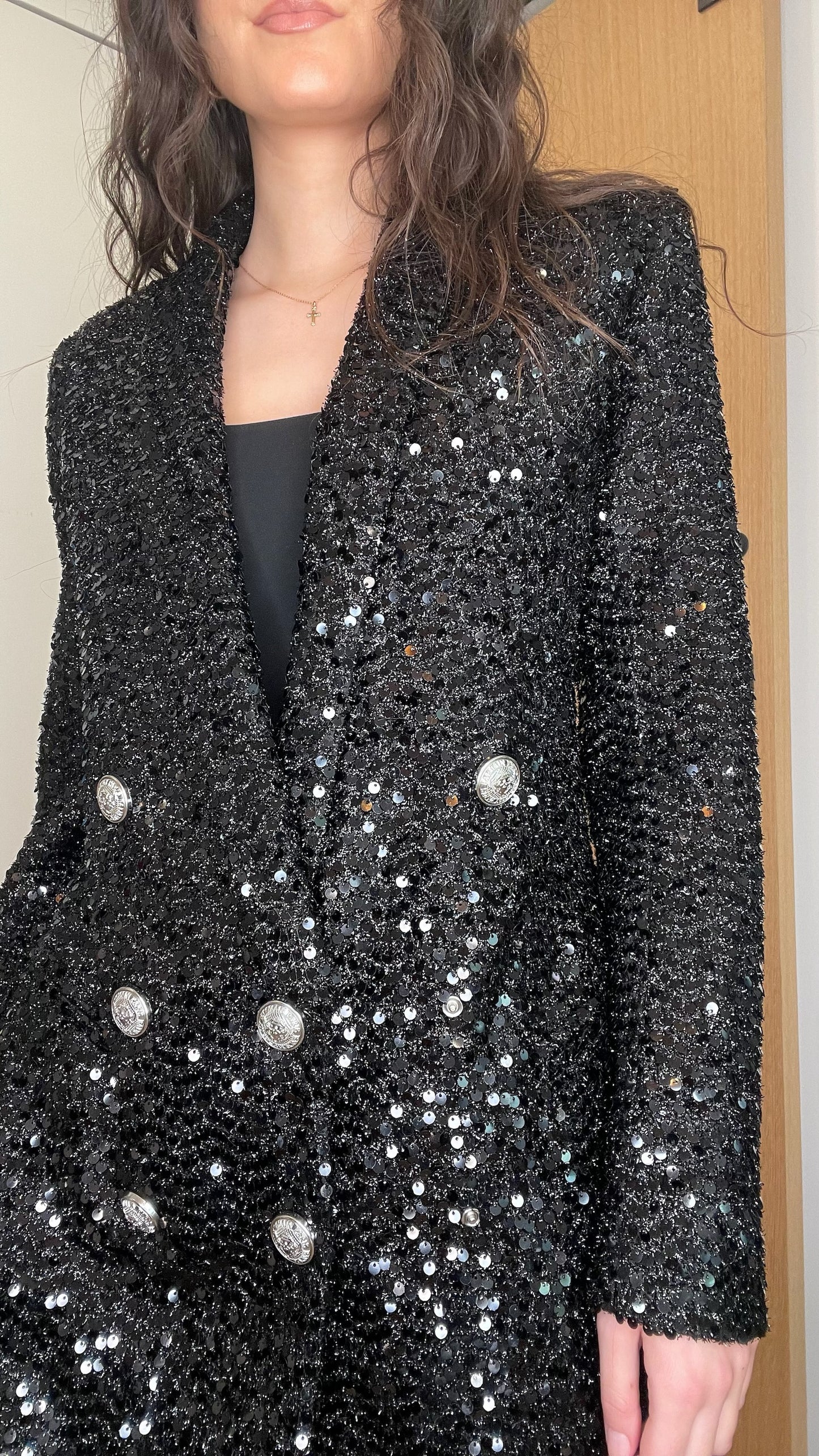 Black Sequins Blazer/Dress - S