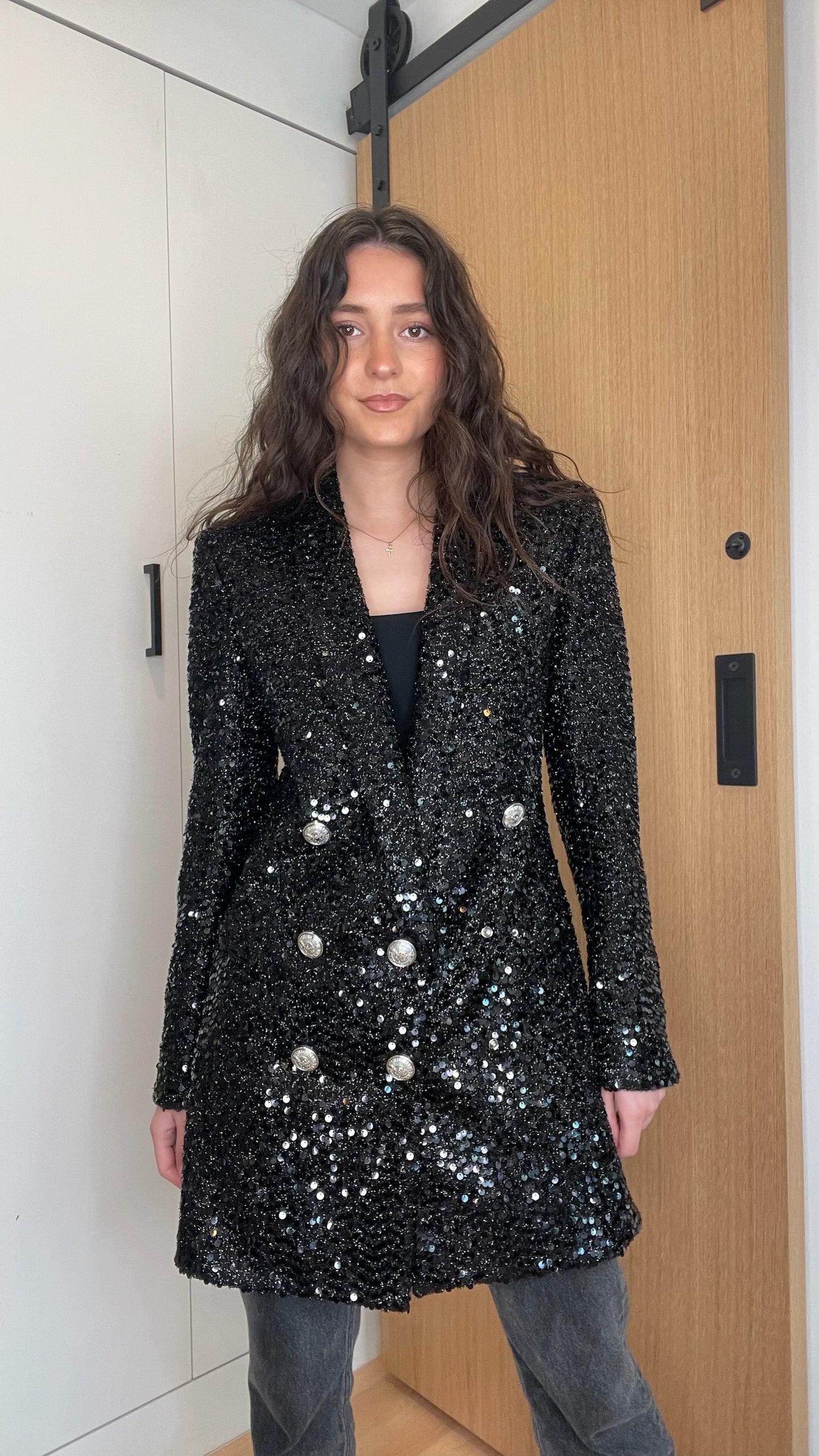 Black Sequins Blazer/Dress - S