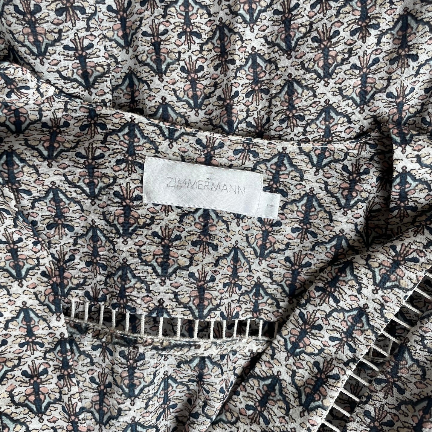 V-Neck Long Sleeve Printed Dress - 1