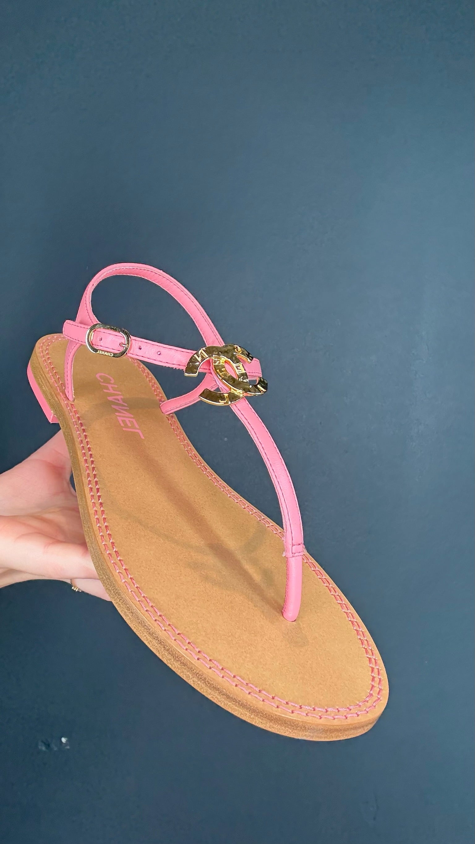 Chanel 2020 Light Purple & Pink Tweed & Mesh Thong Sandals