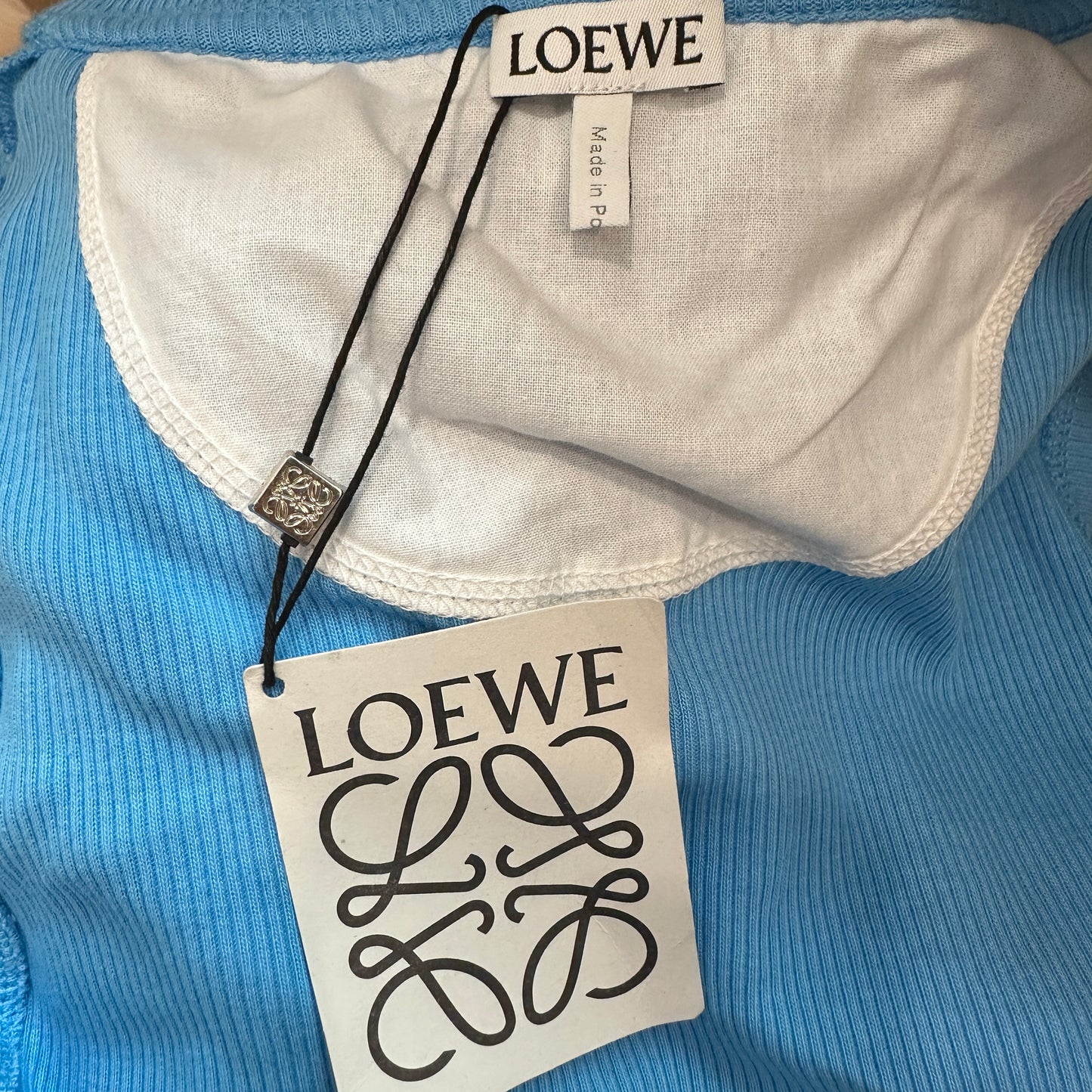 Blue Ribbed Anagram Dress - XS