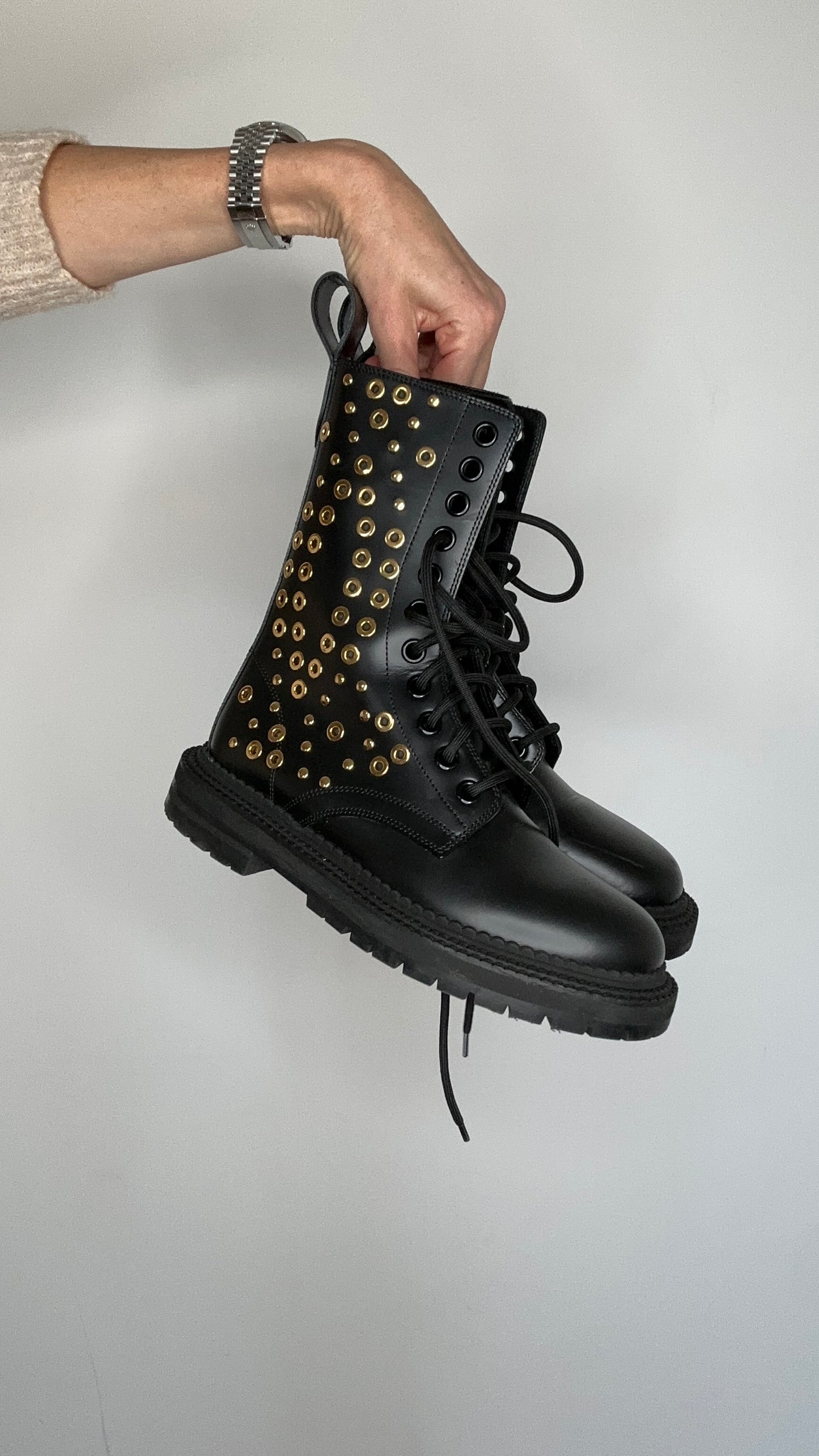 Studded Combat Boots - 7