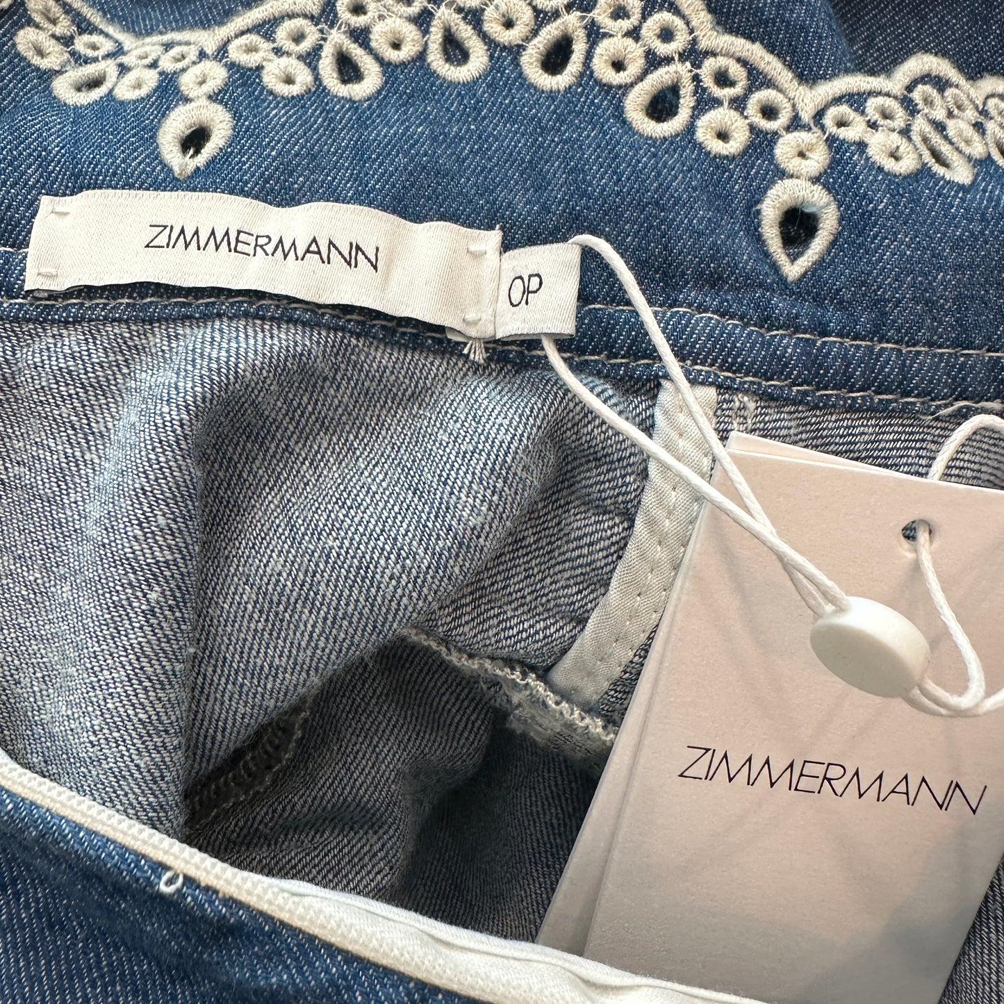 Denim Blue Eyelet Mini Dress - XS