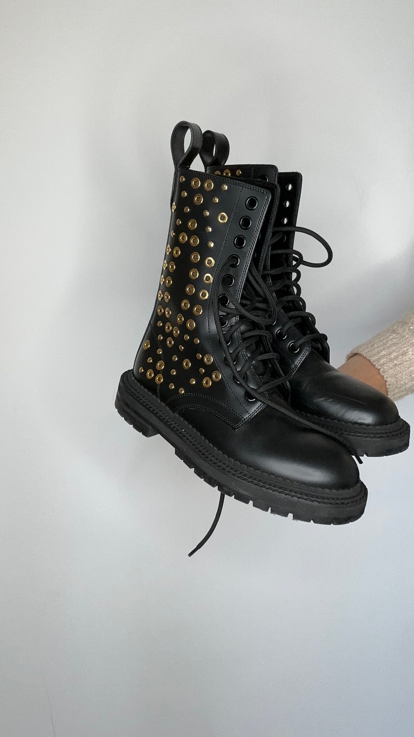 Studded Combat Boots - 7