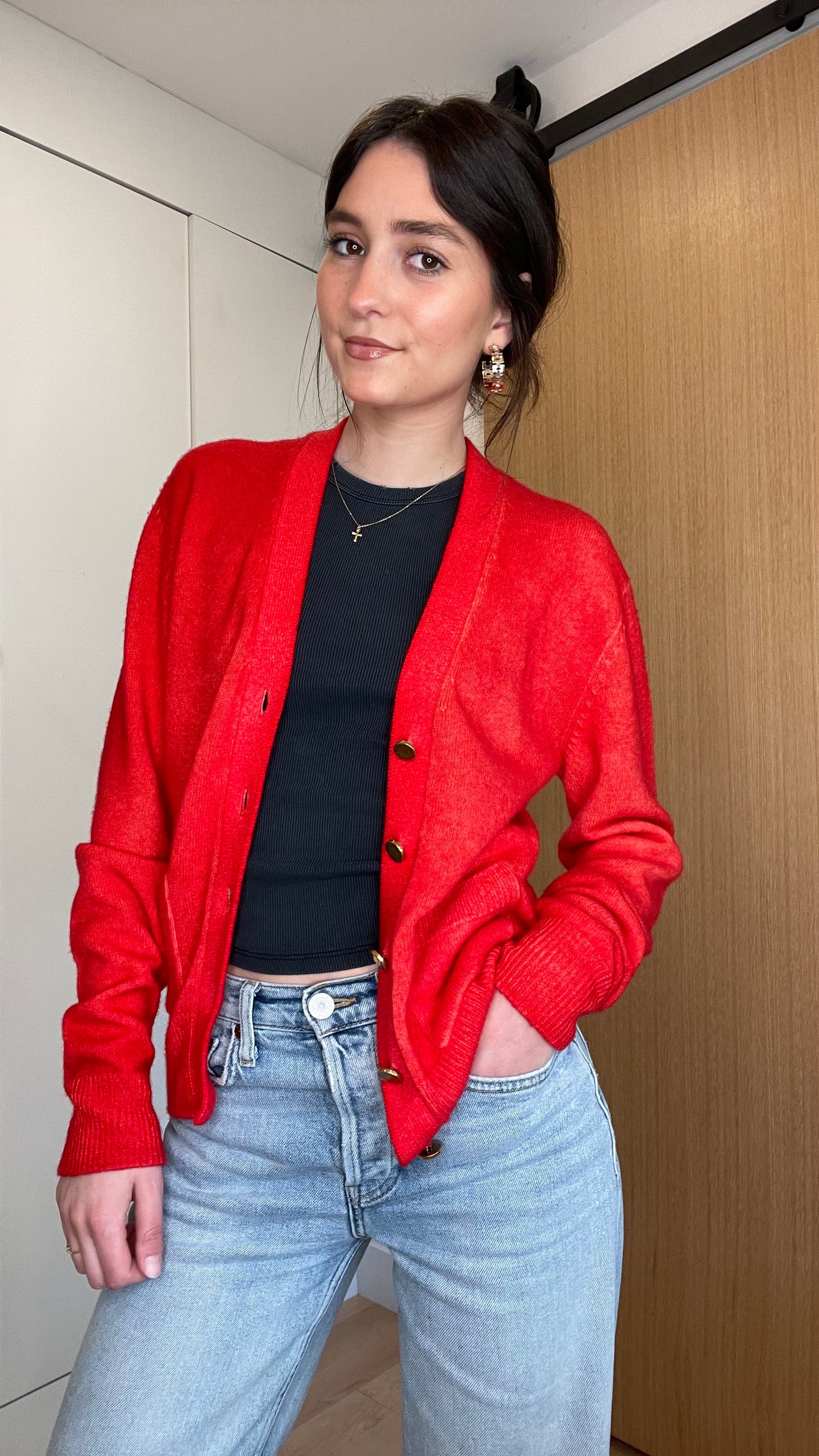 Red Cashmere Cardigan - S