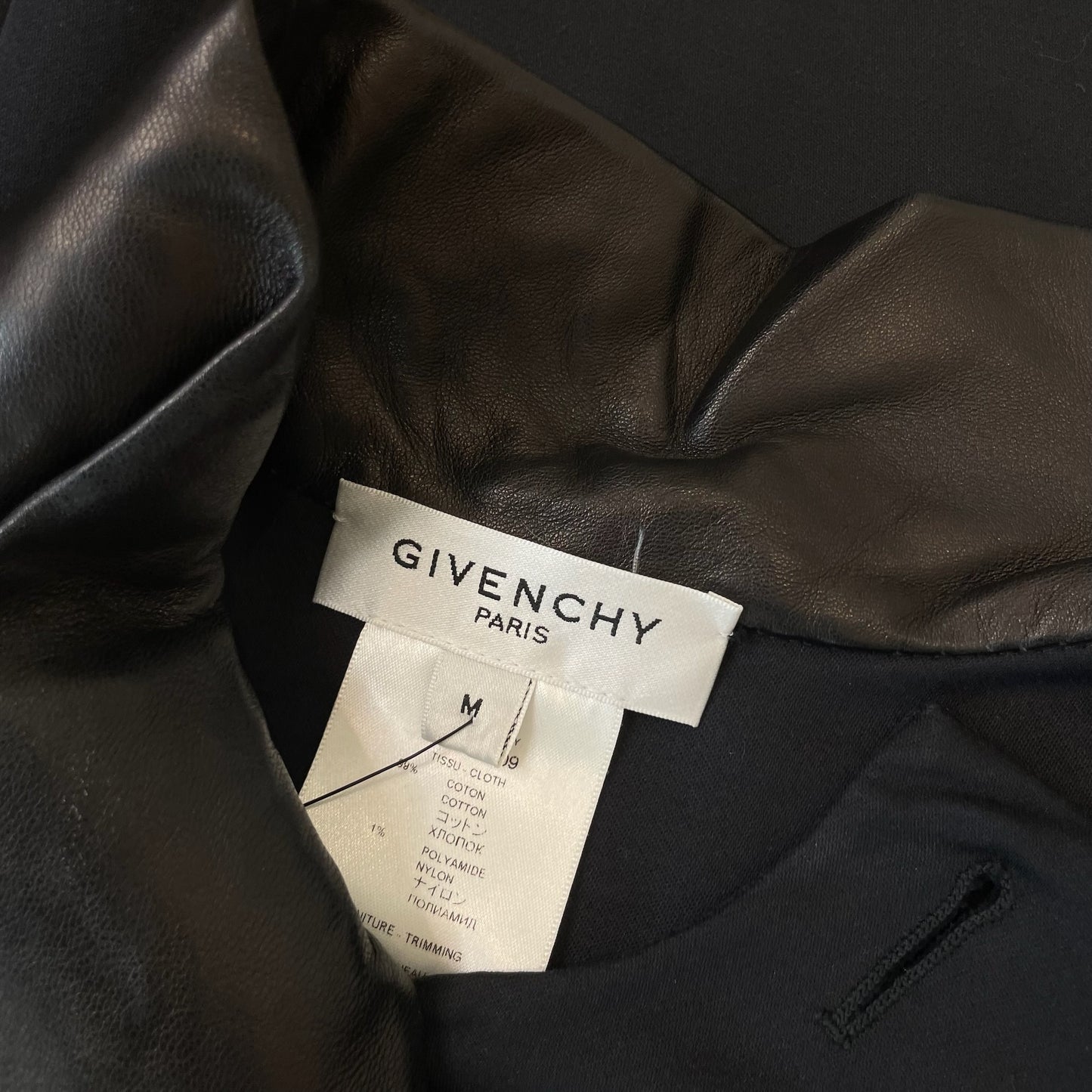 Black Leather & Cotton Cape - M