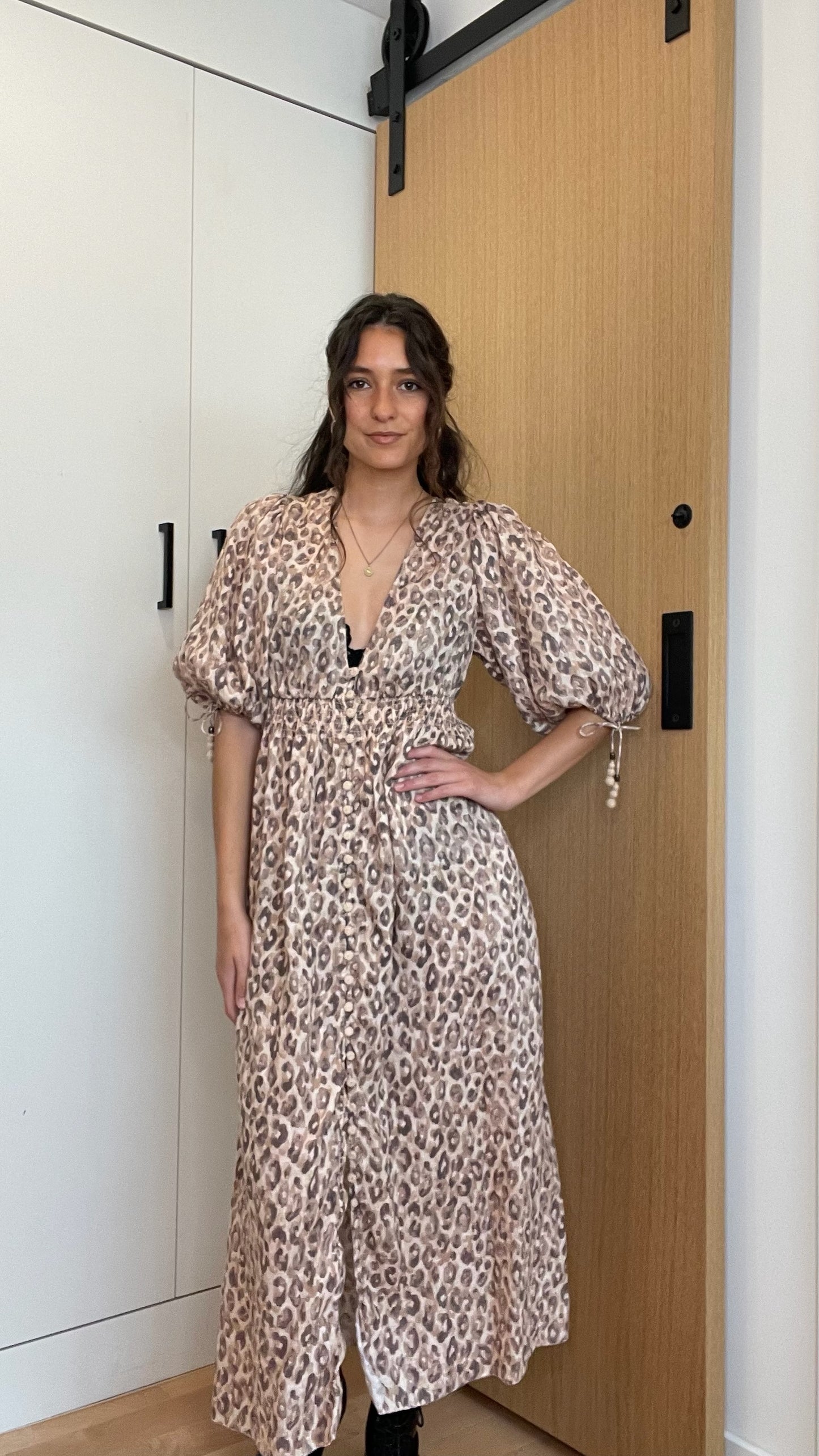 Leopard Linen Dress - S/M