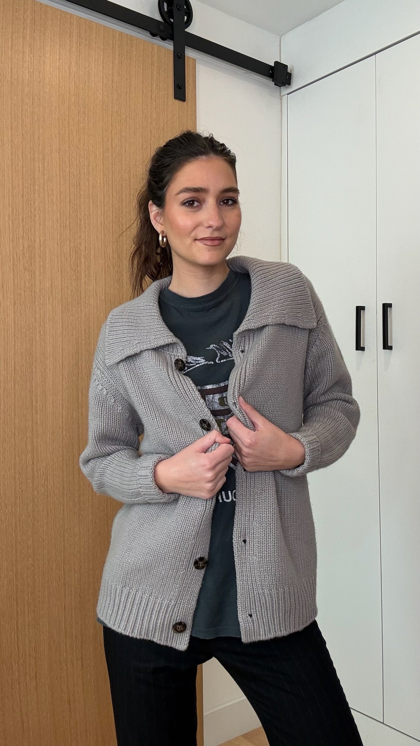 Grey Cashmere Cardigan - S