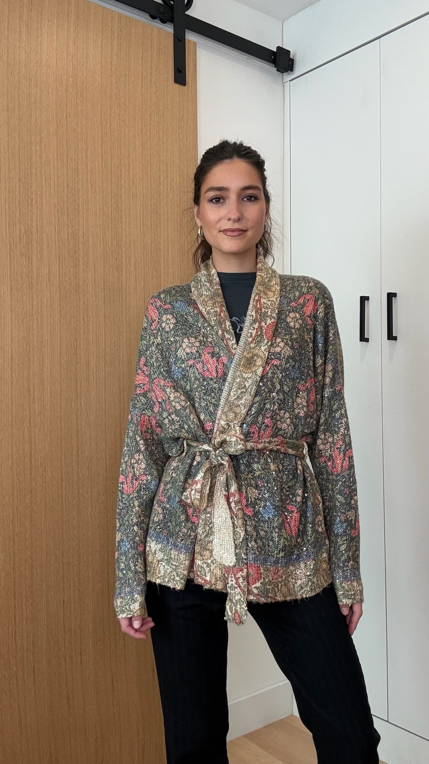 Sequined Floral Cardigan - S/XL
