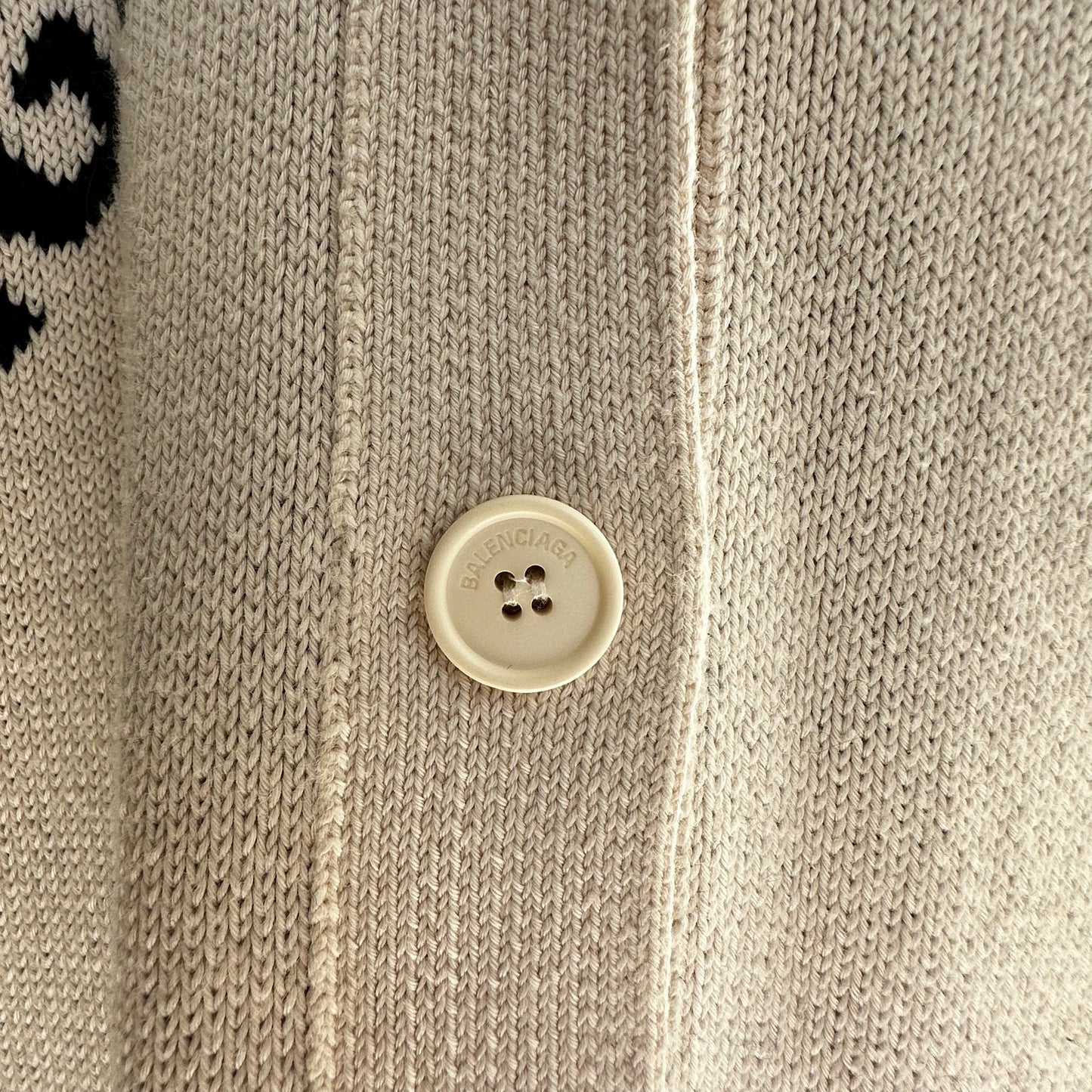 Cream & Black Logo Cardigan - XS