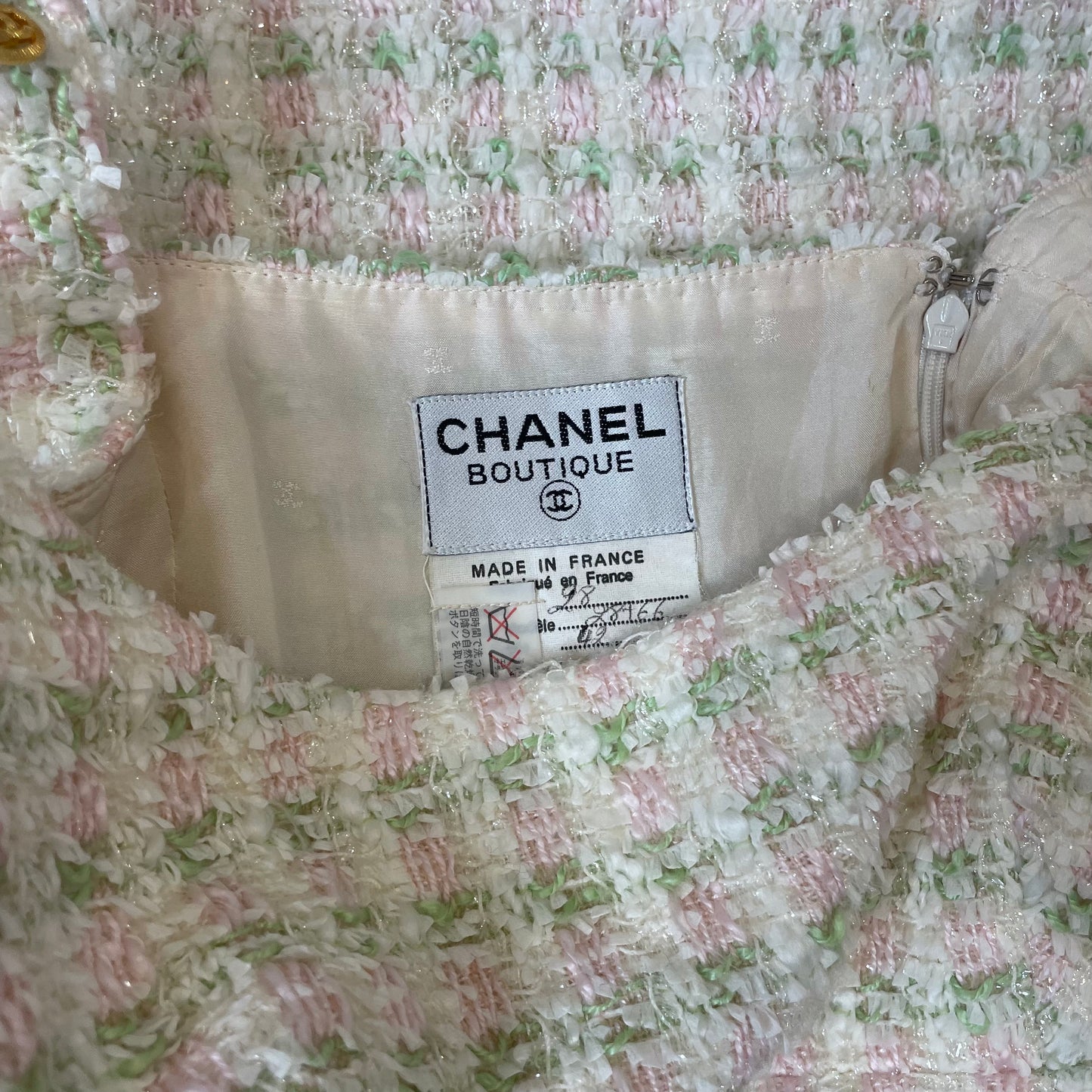 Vintage Pink & Green Tweed Dress - 42