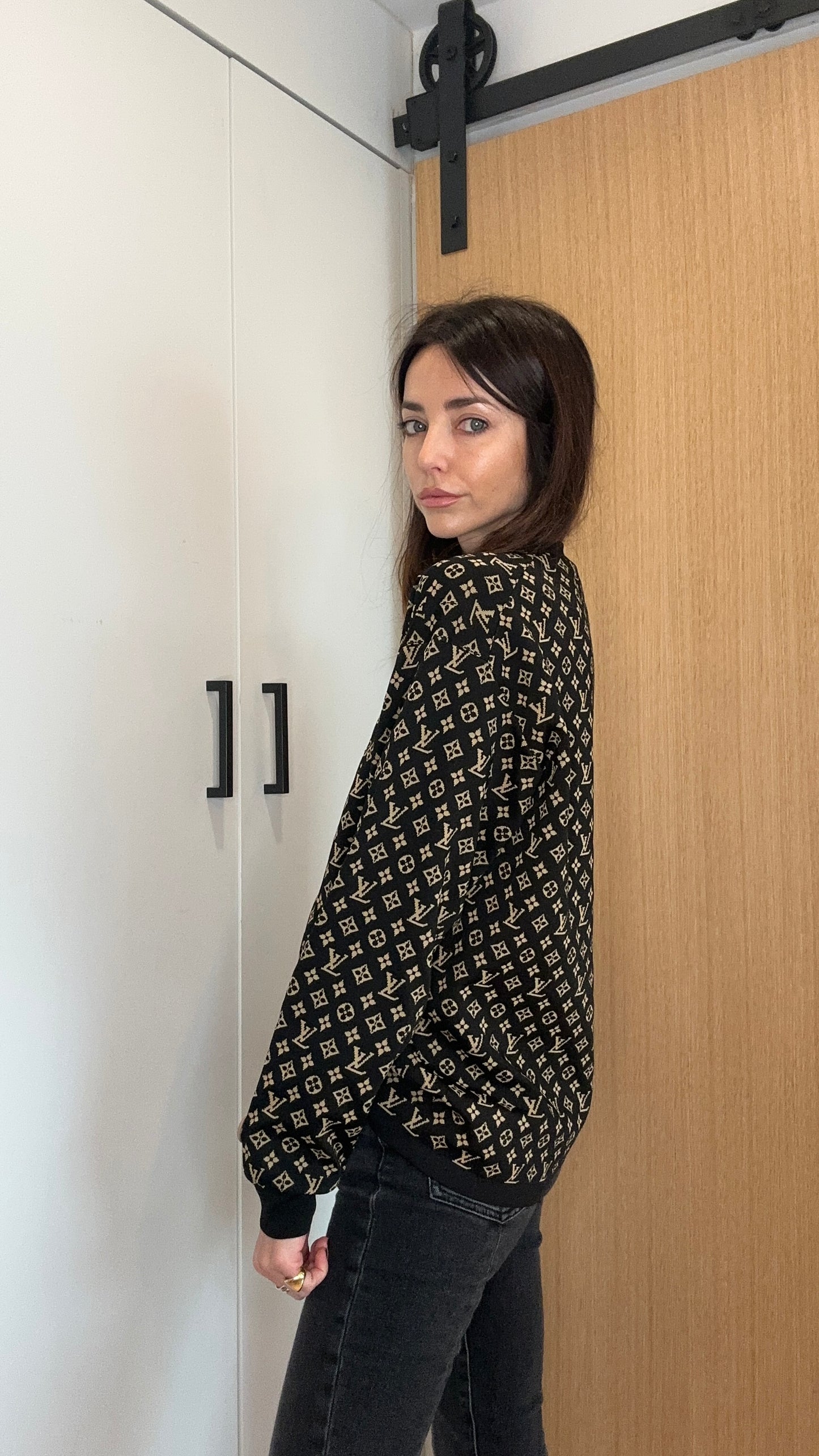 Black & Cream Monogram Sweater - M/L